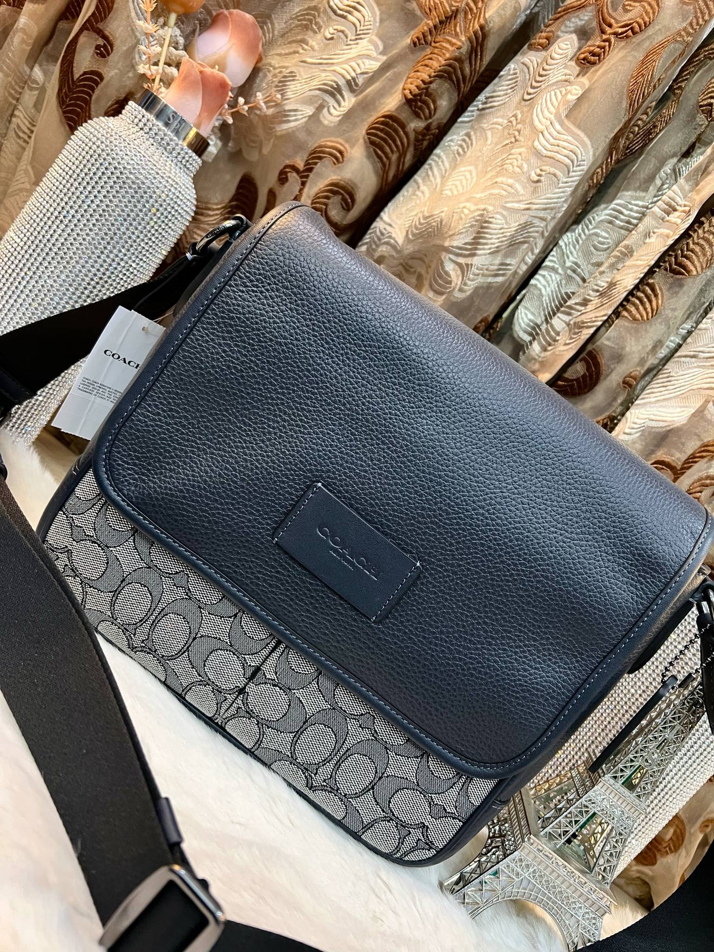 COACH SPRINT MAP BAG 25 SIGNATURE JACQUARD BLUE
