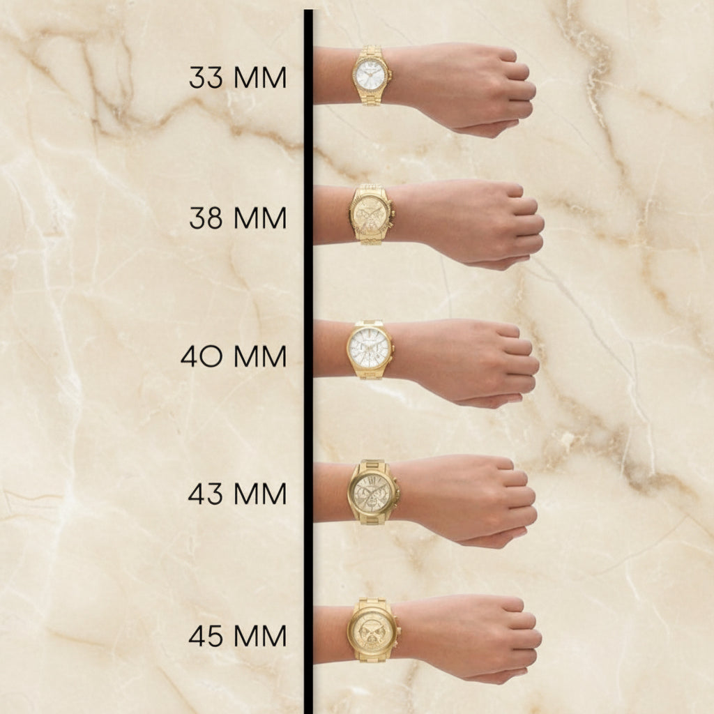 ساعة مايكل كورس ميني سليم رانوي - لون ذهبي وردي - بشعار MK وتصميم مرصع بالكريستال - علبة ساعة مجانية