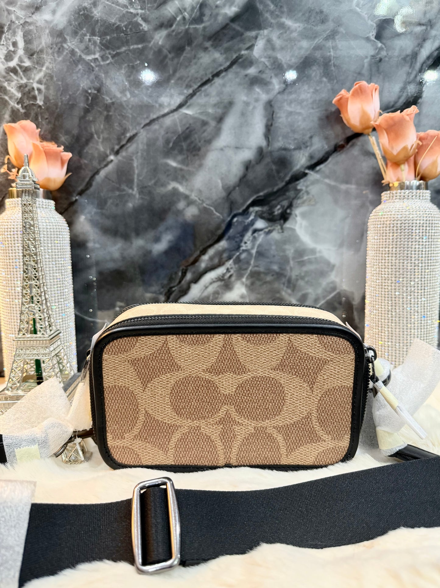 COACH WYATT CAMERA BAG - MULTI COLOR BLOCKED SAND/TAN