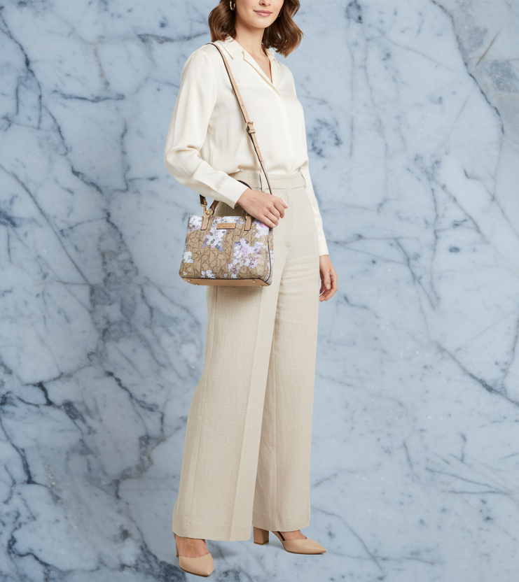 CALVIN KLEIN MINI SATCHEL LOGO FLORAL