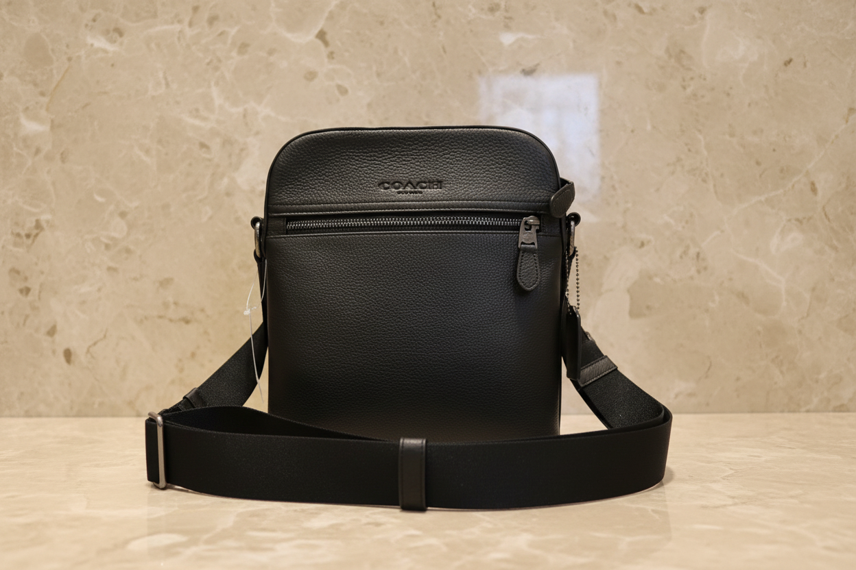 COACH HOUSTON FLIGHT BAG - SMOOTH LEATHER BLACK