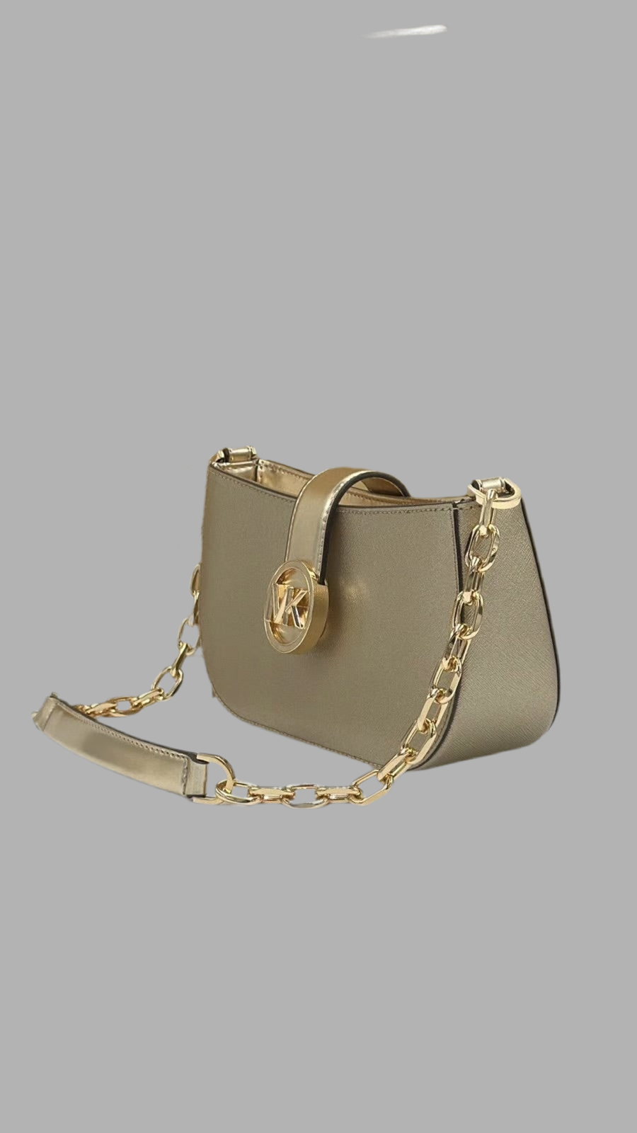 MICHAEL KORS CARMEN POUCHETTE SHOULDER BAG ONLY - PALE GOLD
