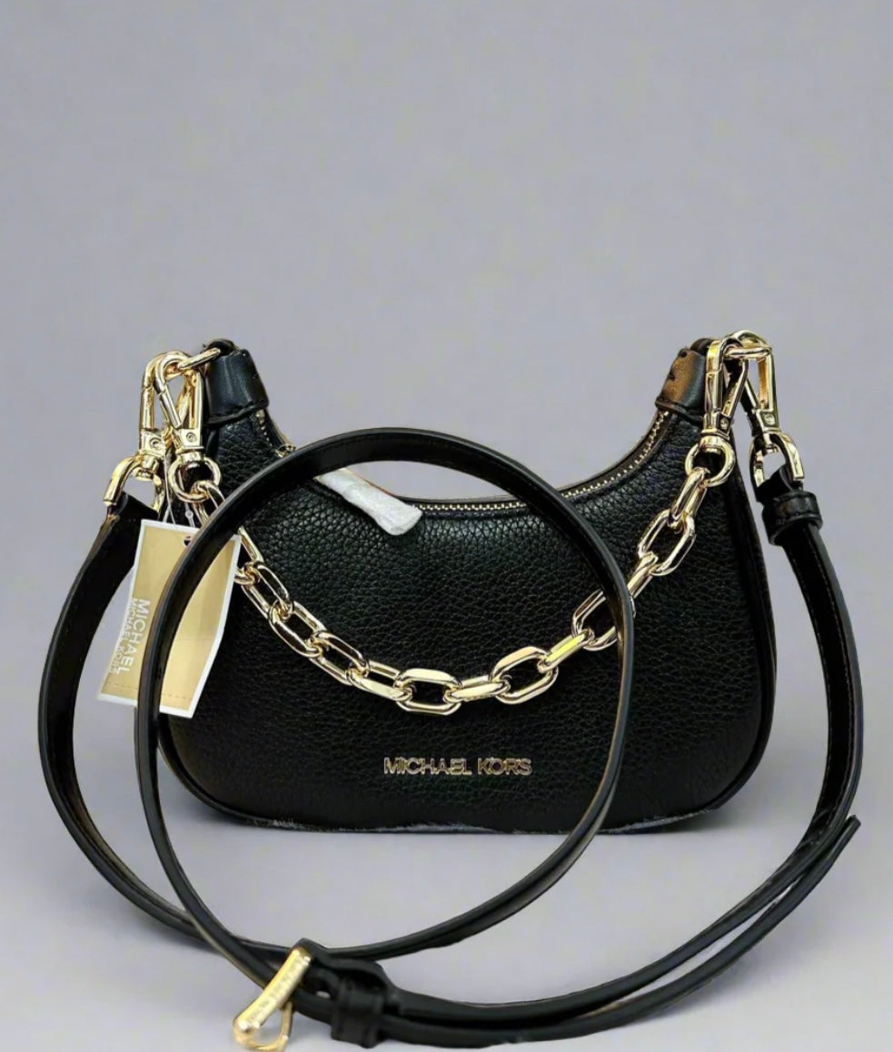 MICHAEL KORS MINI CORA CHAIN SHOULDER BAG/CROSSBODY BAG - BLACK