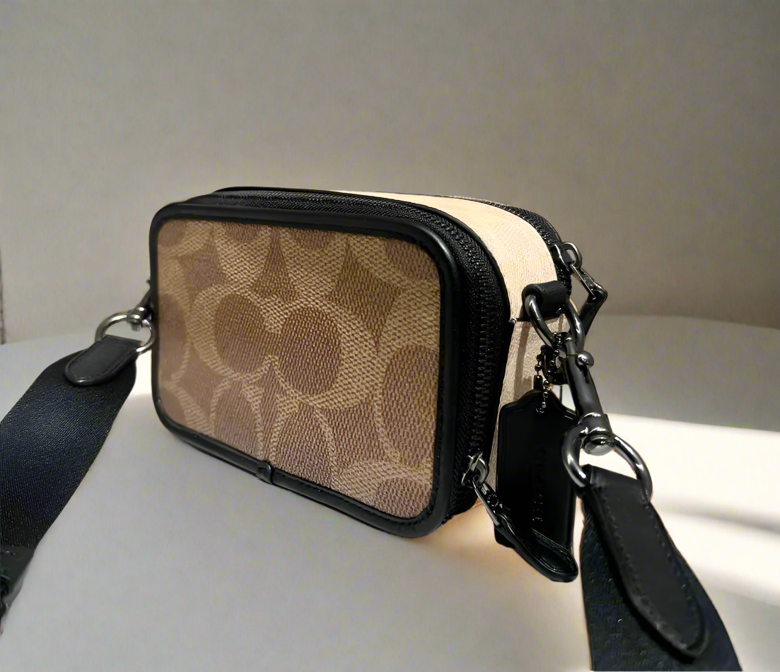 COACH WYATT CAMERA BAG - MULTI COLOR BLOCKED SAND/TAN