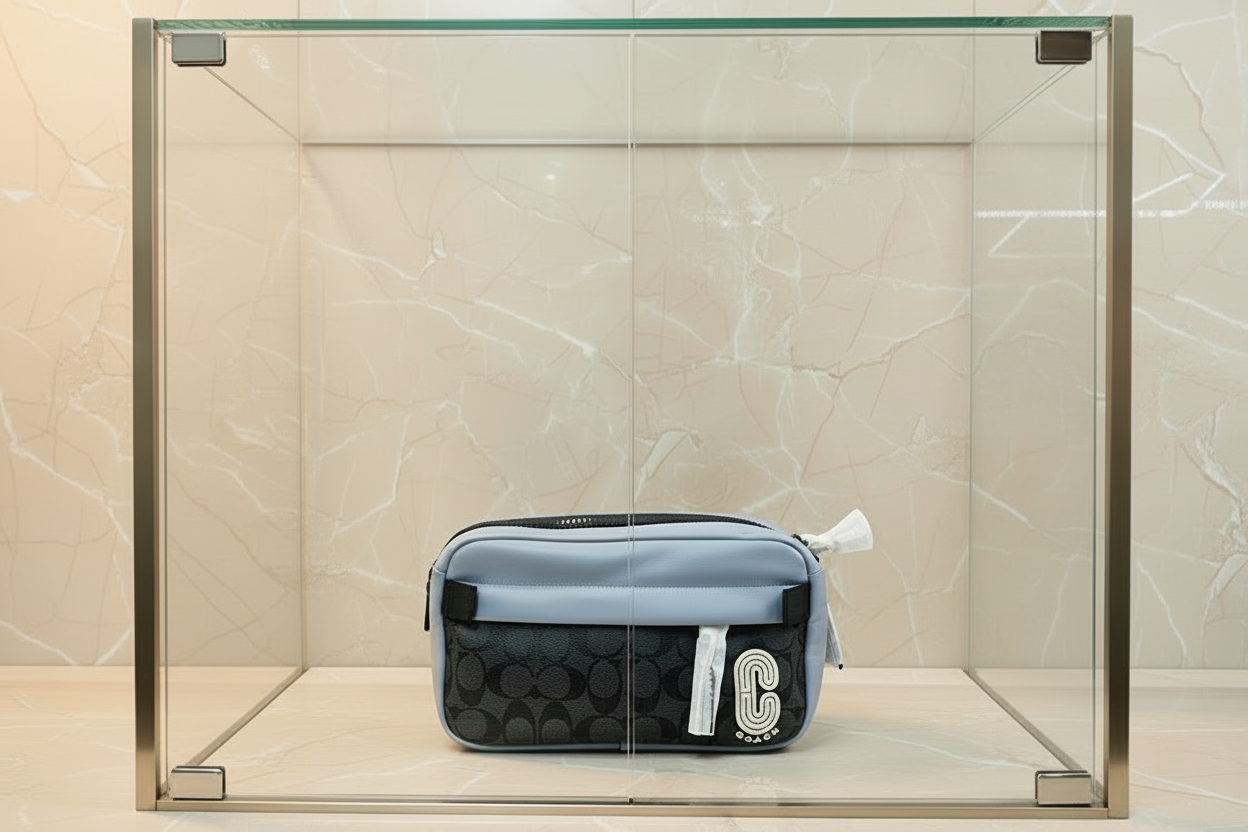 COACH EDGE BODYBAG/CHEST BAG COLORBLOCK BLUE & SIG CHARCOAL BLACK - WITH COAC PATCH