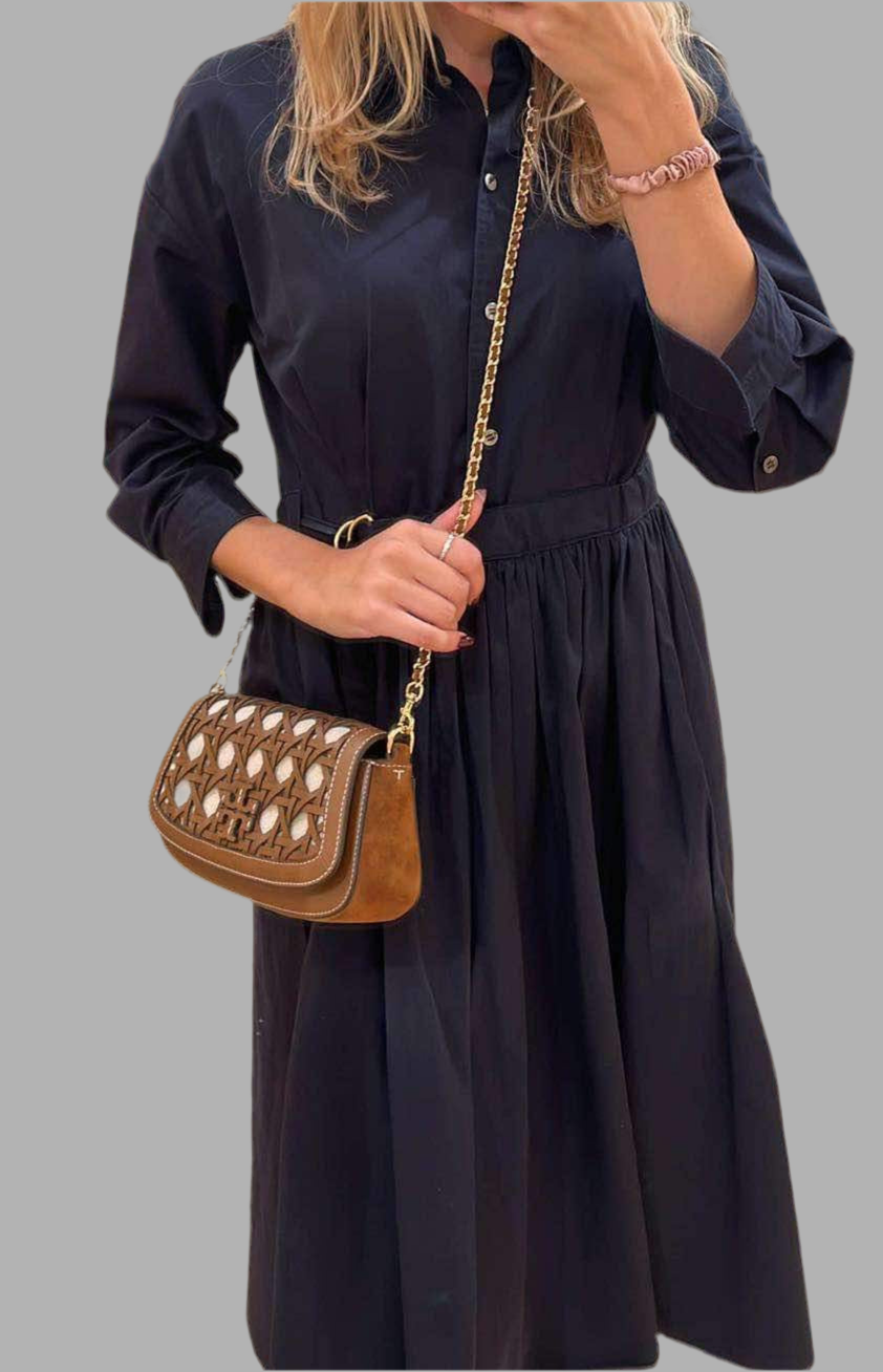 TORY BURCH BRITTEN BASKET WEAVE CONVERTIBLE CRISSBODY/SHOULDER BAG - MOOSE COLOR