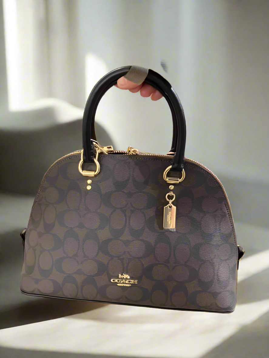 COACH KATY SATCHEL - IN SIGNATURE BROWN & BLACK - MEDIUM