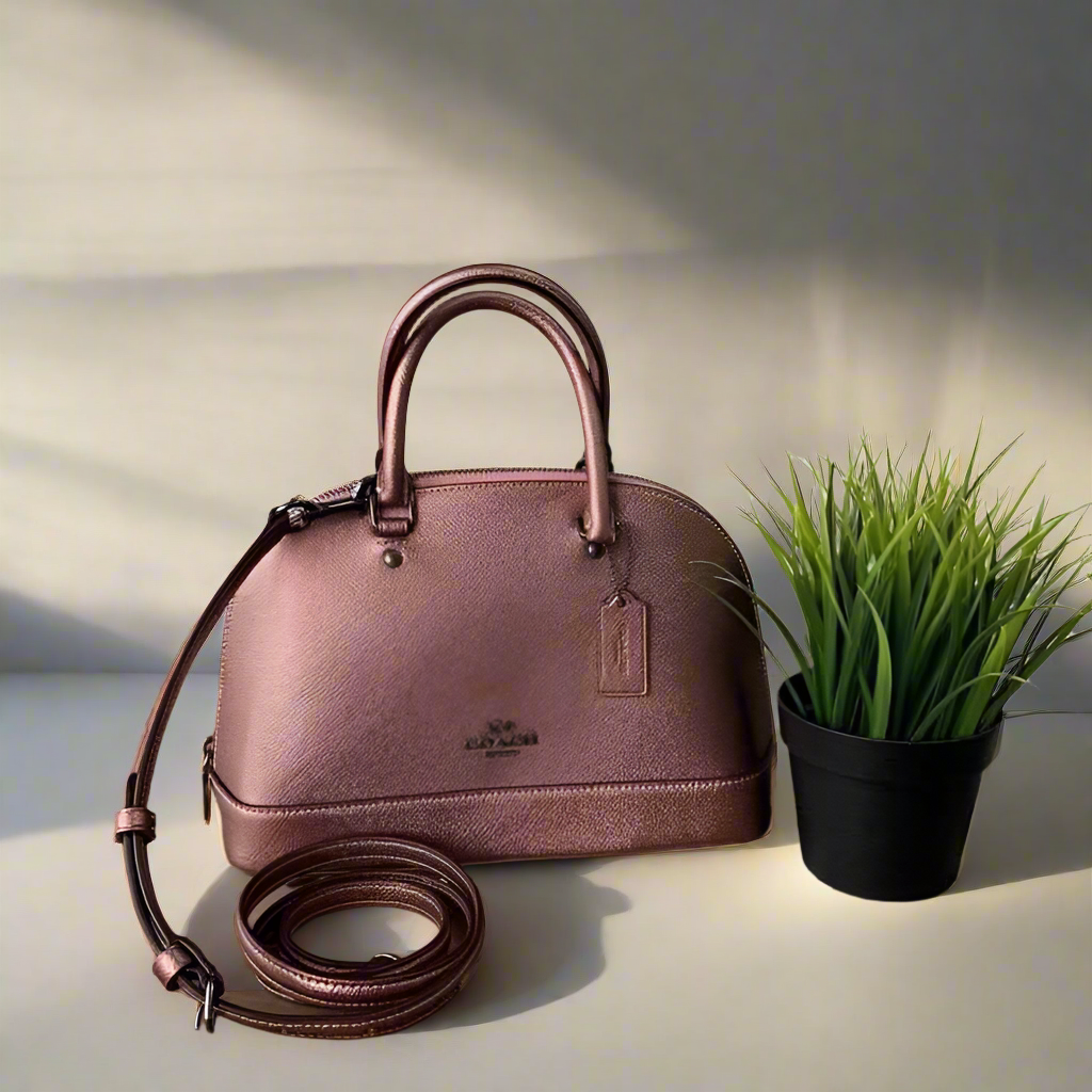 COACH MINI SIERRA SATCHEL - METALLIC DARK BLUSH
