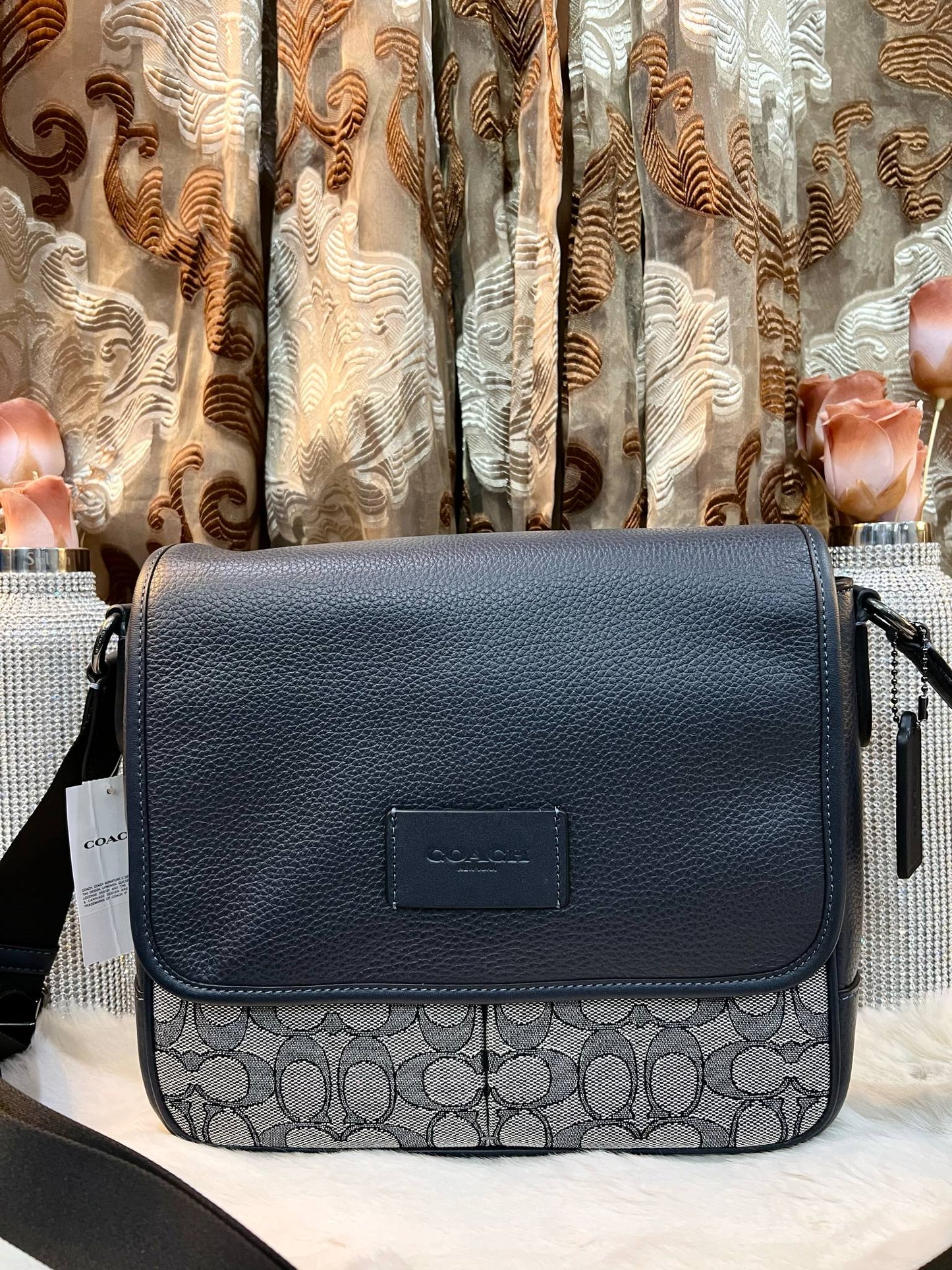 COACH SPRINT MAP BAG 25 SIGNATURE JACQUARD BLUE