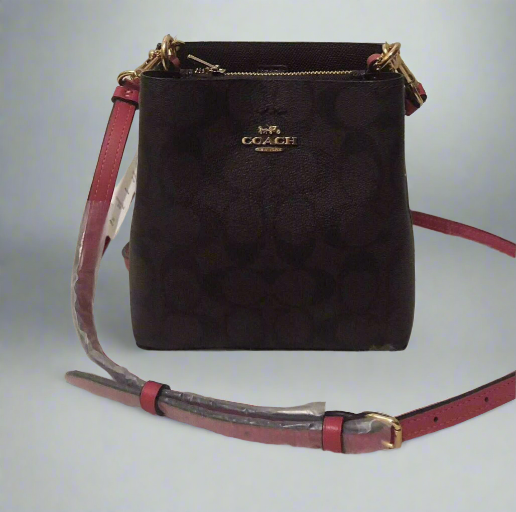 COACH MINI TOWN BUCKET - SIGNATURE COATED CANVAS & SMOOTH LEATHER