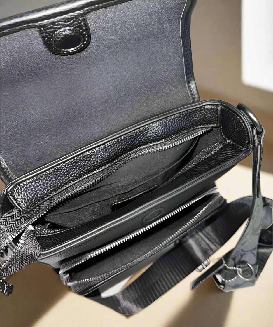 COACH SULLIVAN FLAP CROSSBODY - SIGNATURE CANVAS/CHARCOAL BLACK