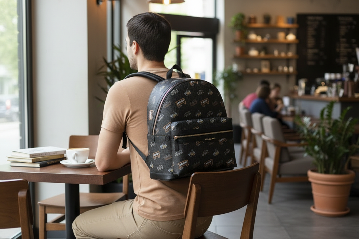 حقيبة ظهر مايكل كورس كوبر مزينة بشعار العلامة التجارية - أسود