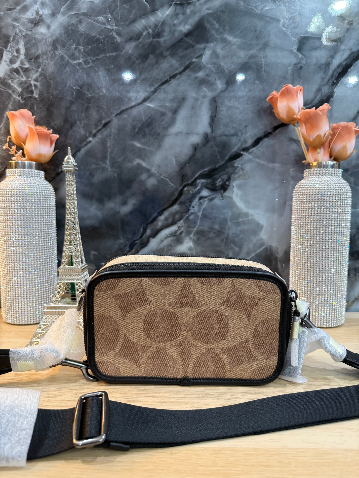 COACH WYATT CAMERA BAG - MULTI COLOR BLOCKED SAND/TAN