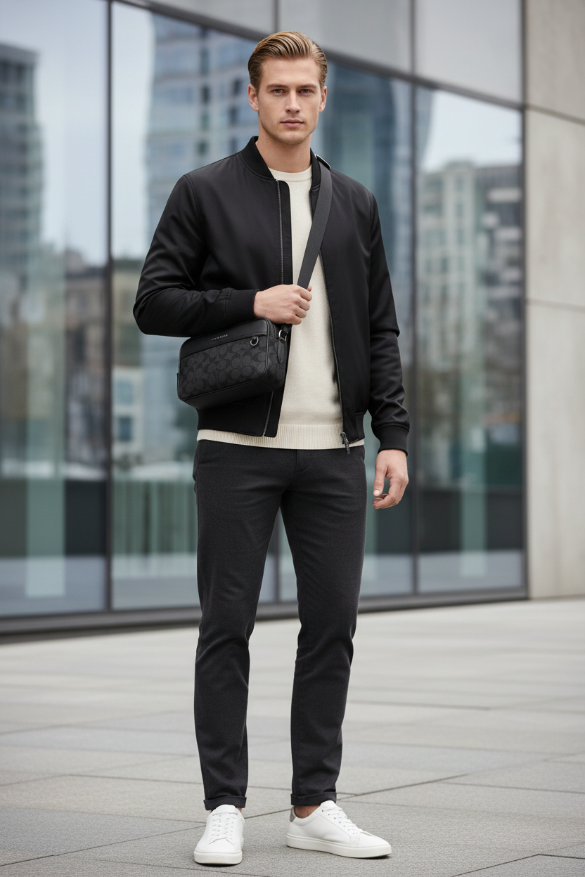 حقيبة كروس بودي من كوتش غراهام - قماش مطلي مميز/أسود فحمي