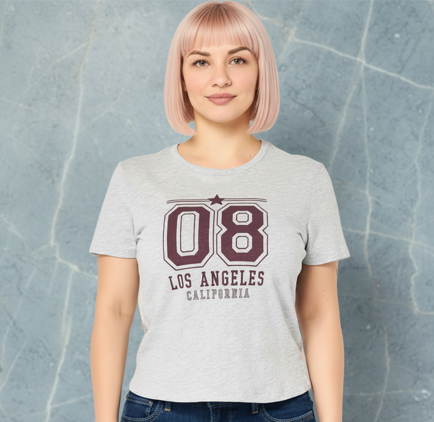 BRAVE SOUL - Women Crew Neck Short Sleeve Graphic Print T-Shirt