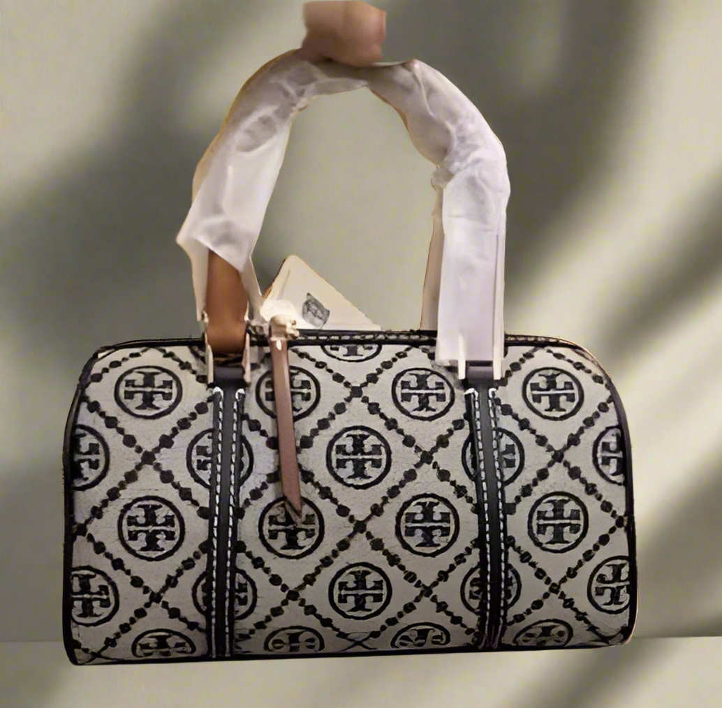 TORY BURCH PETITE BARREL/XBODY - T MONOGRAM NAVY BLUE