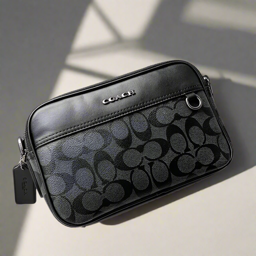 COACH GRAHAM CROSSBODY - SIGNATURE COATED CANVAS/CHARCOAL BLACK