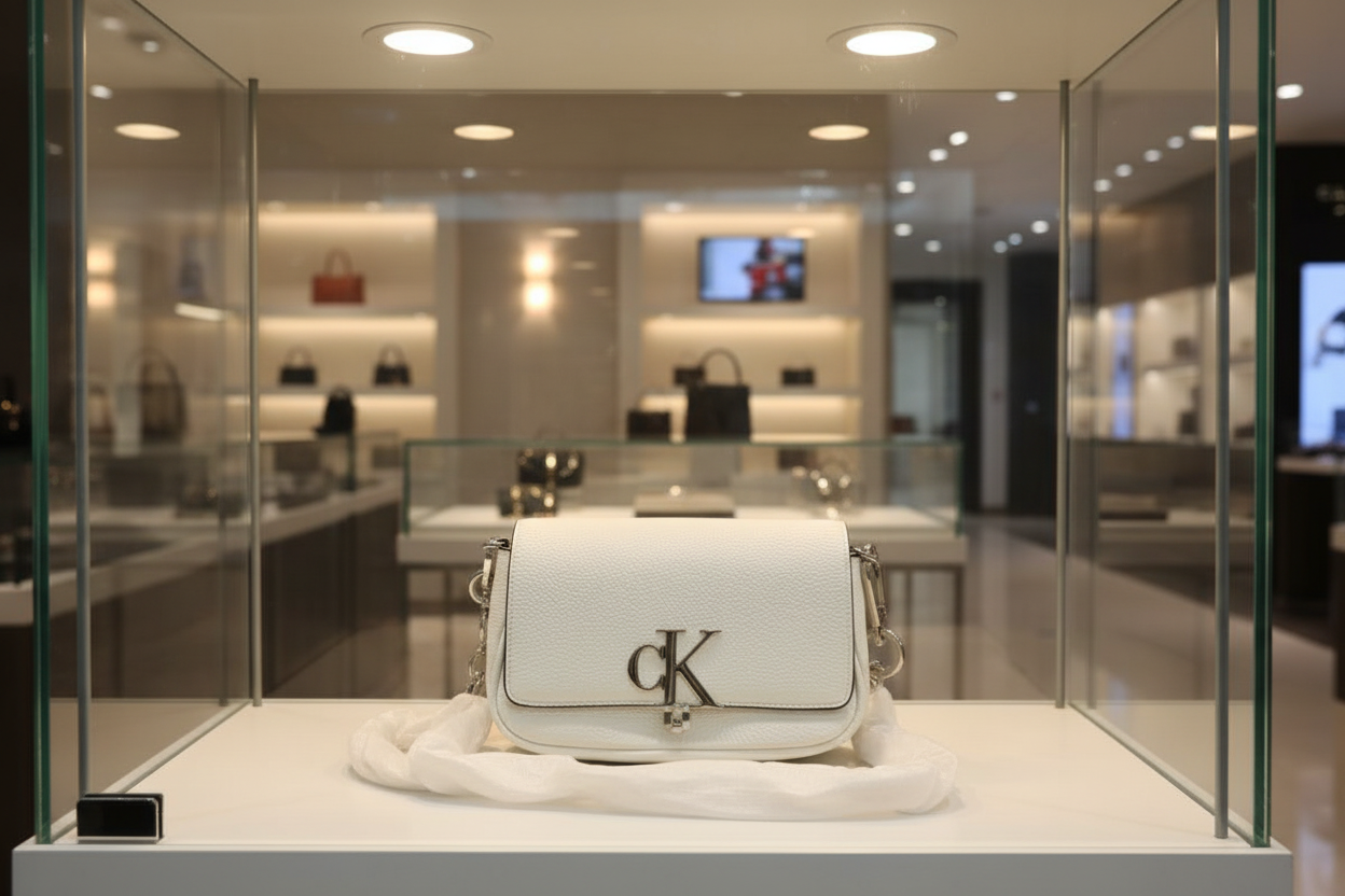 CALVIN KLEIN CHAIN CROSSBODY BAG - SILVER BIRCH