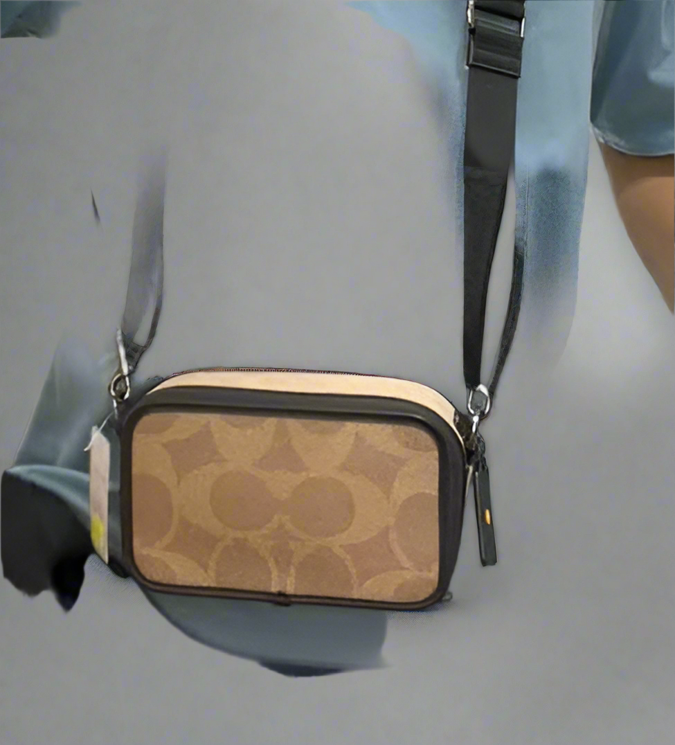 COACH WYATT CAMERA BAG - MULTI COLOR BLOCKED SAND/TAN