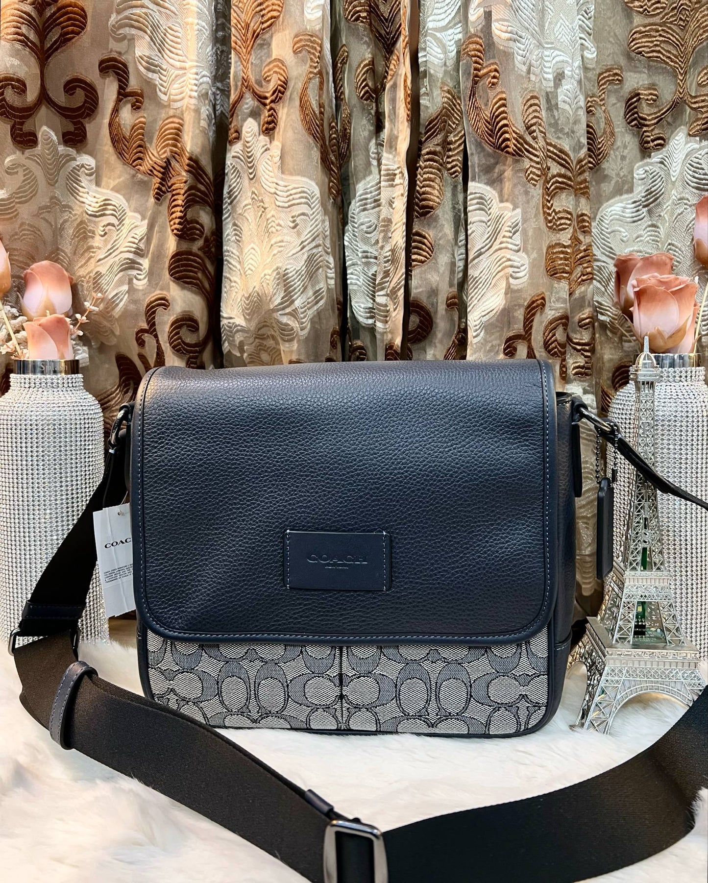 COACH SPRINT MAP BAG 25 SIGNATURE JACQUARD BLUE