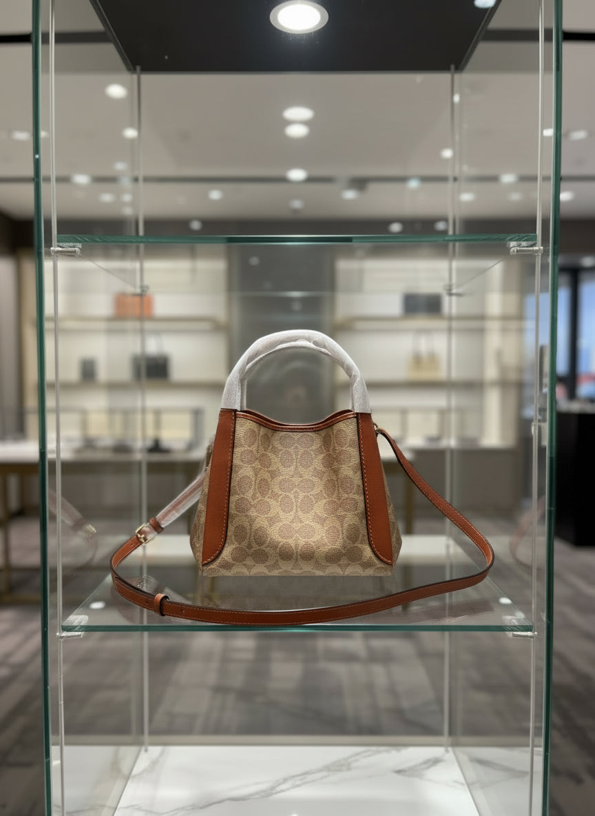 COACH HADLEY HOBO 21 - SIGNATURE CANVAS TAN RUST