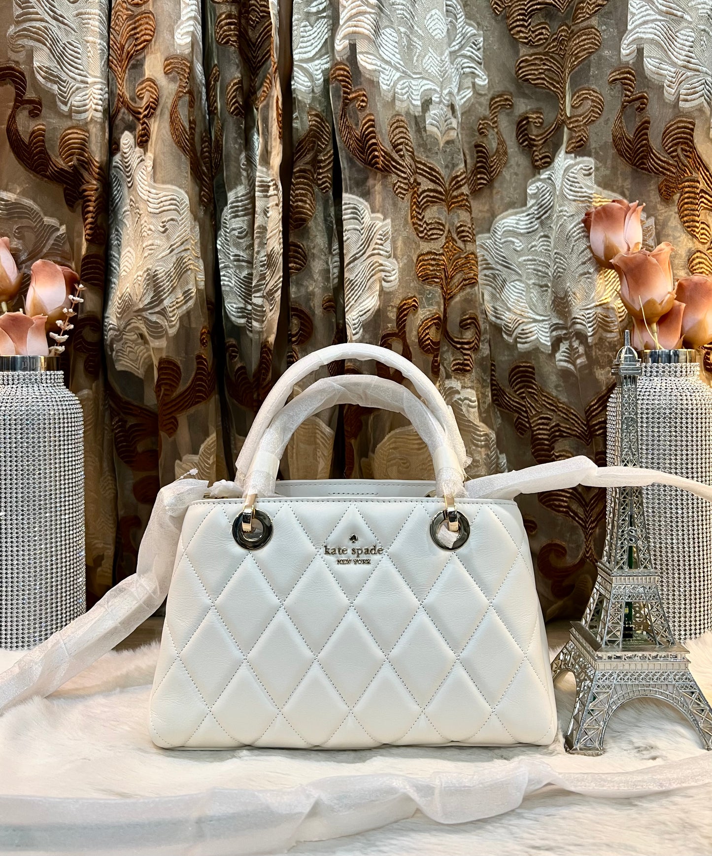 Kate Spade Carey Quilted Satchel Small - White