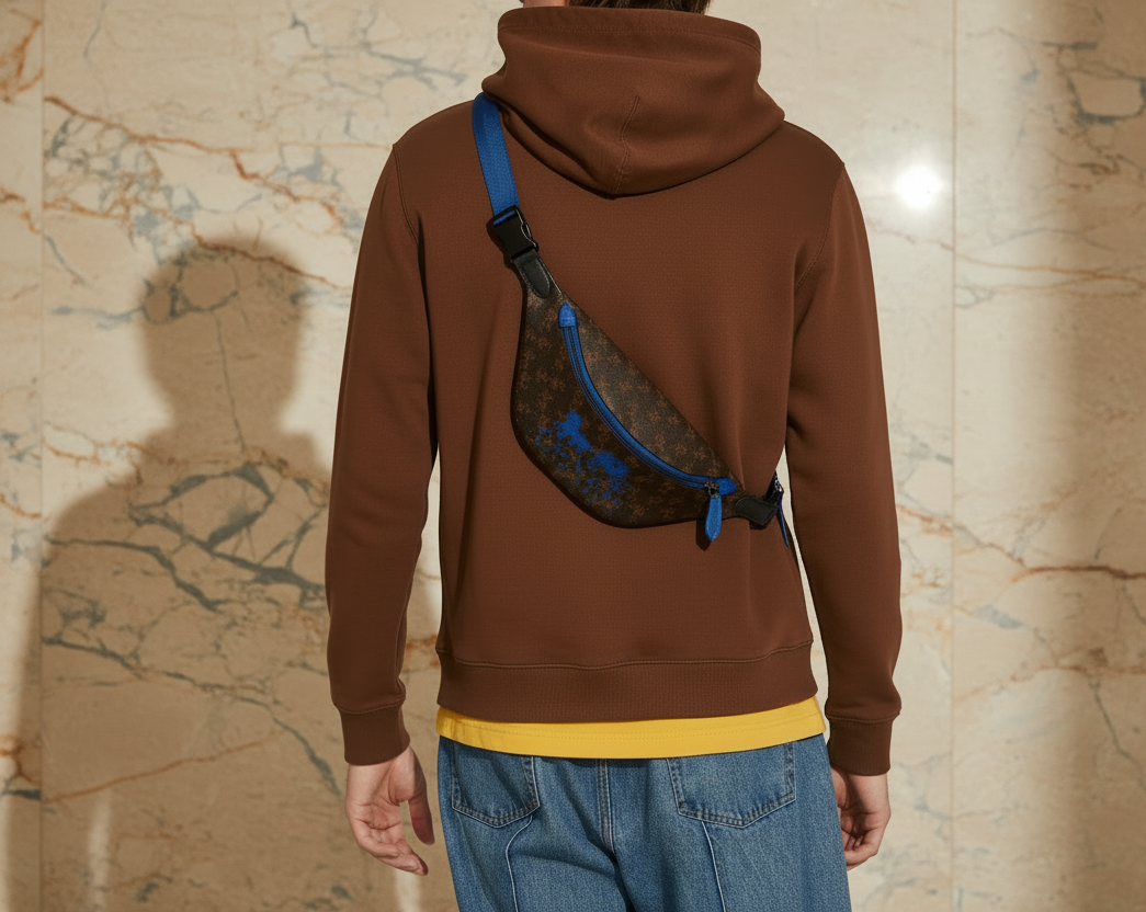 حقيبة خصر/صدر/حقيبة جسم مطبوعة بشعار شركة كوتش تشارتر للخيول والعربات