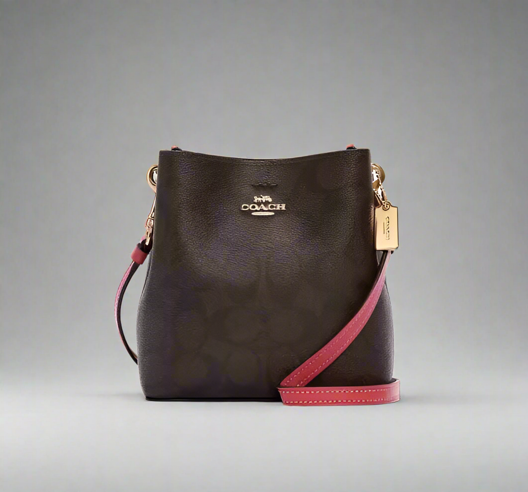 COACH MINI TOWN BUCKET - SIGNATURE COATED CANVAS & SMOOTH LEATHER