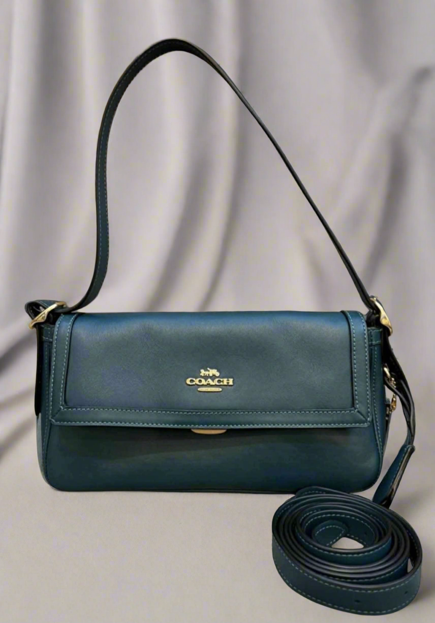 COACH ETTA SMALL FLAP SHOULDER BAG/CROSSBODY BAG - BLACK