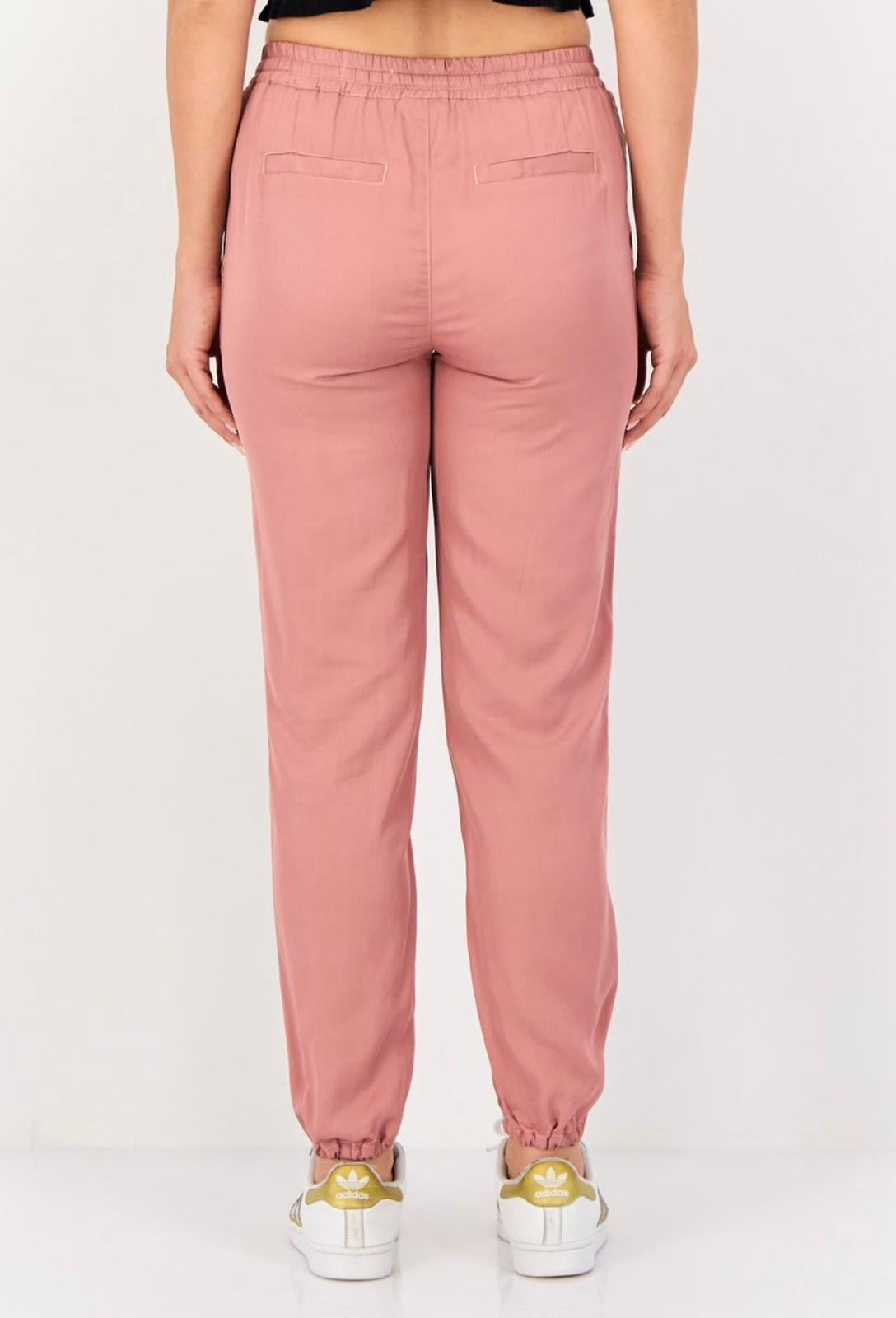 REIKO Women Regular Fit Plain Jogger Pants, Old Rose