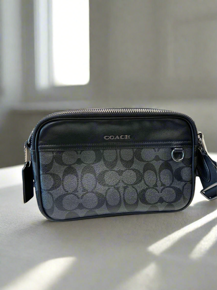 COACH GRAHAM CROSSBODY - SIGNATURE COATED CANVAS/CHARCOAL BLACK