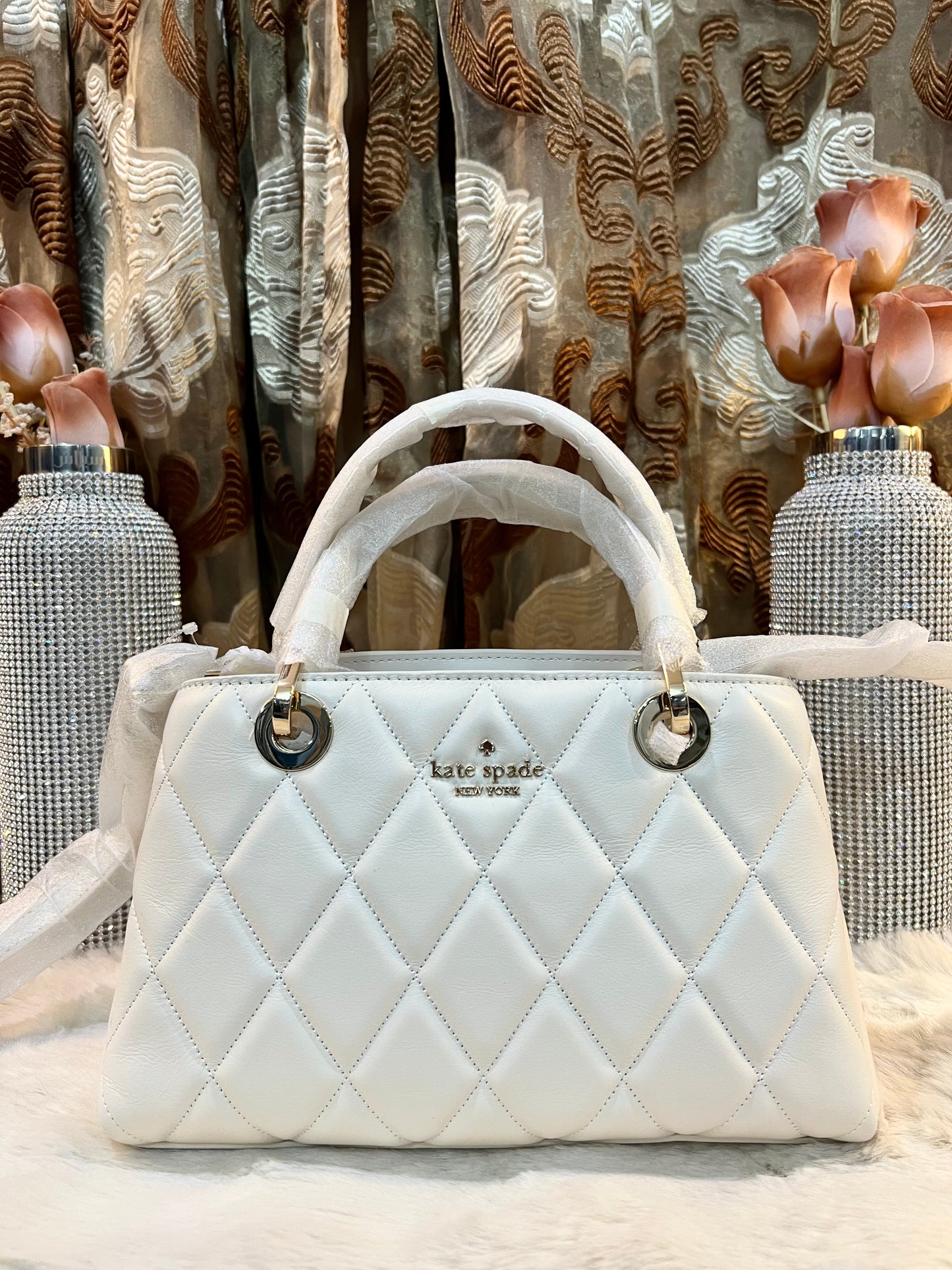 Kate Spade Carey Quilted Satchel Small - White