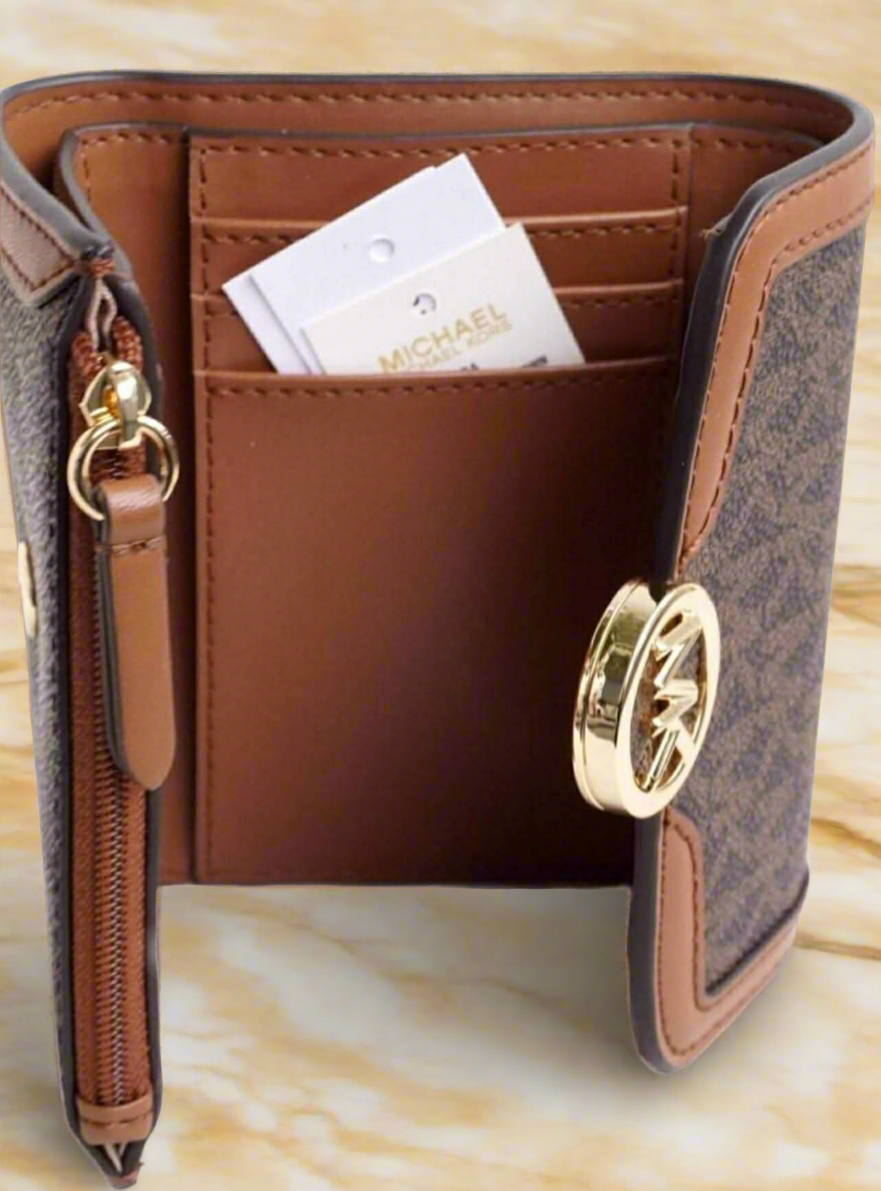 MICHAEL KORS SMALL LEIDA TRIFOLD WALLET ( FROM BOUTIQUE STORE )