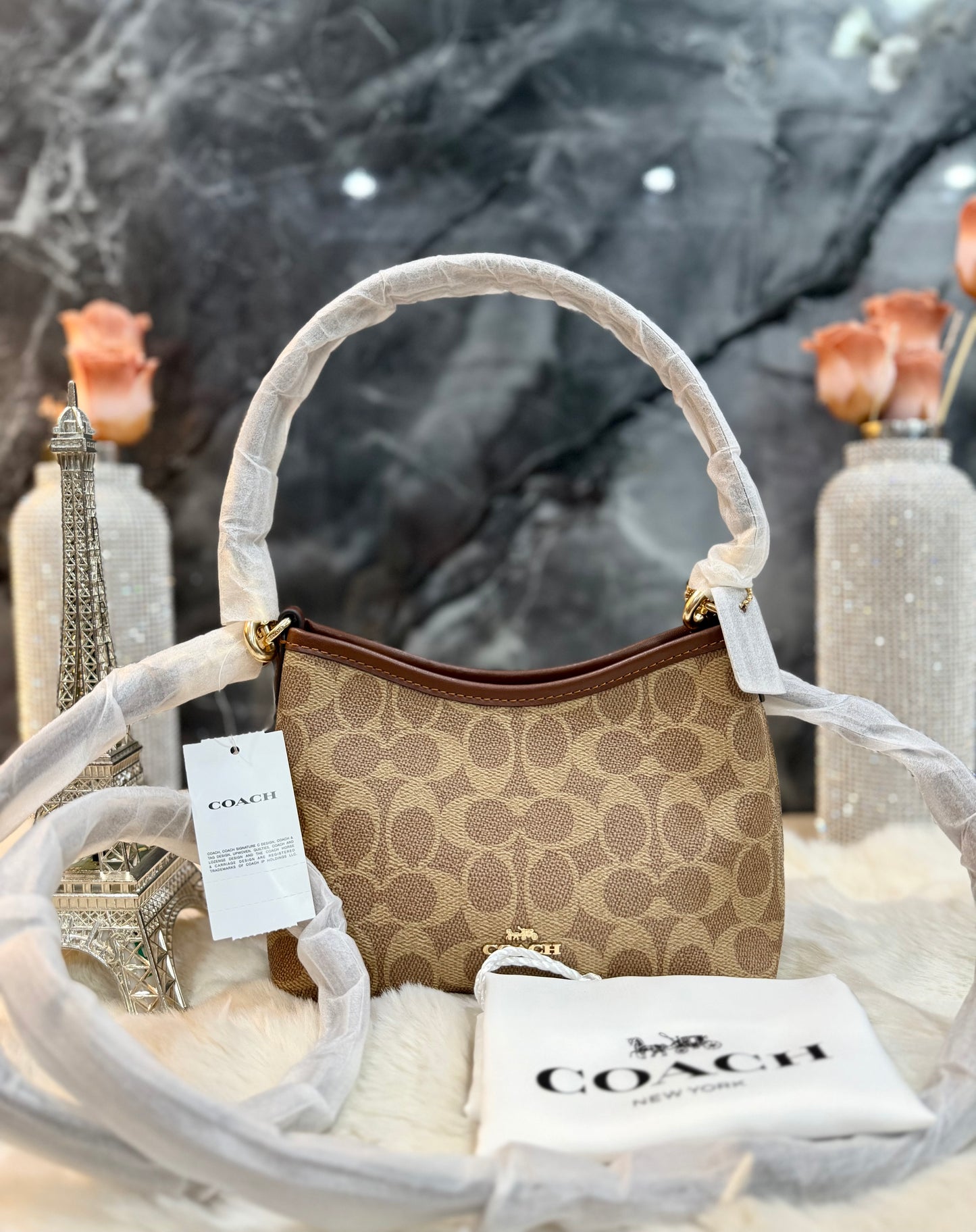 COACH SMALL LAUREL SHOULDER BAG - SIGNATURE COATED CANVAS