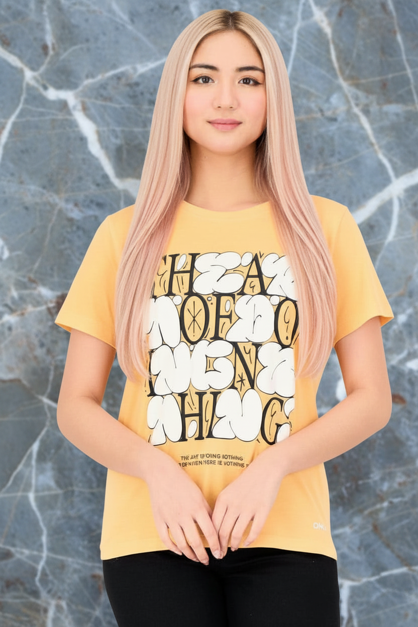 ONLY - Women Crew Neck Short Sleeve Graphic Print T-Shirt