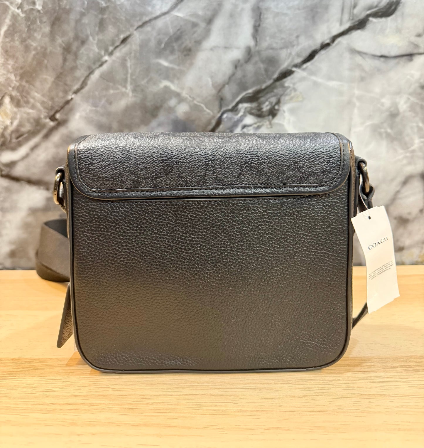 COACH SULLIVAN FLAP CROSSBODY - SIGNATURE CANVAS/CHARCOAL BLACK