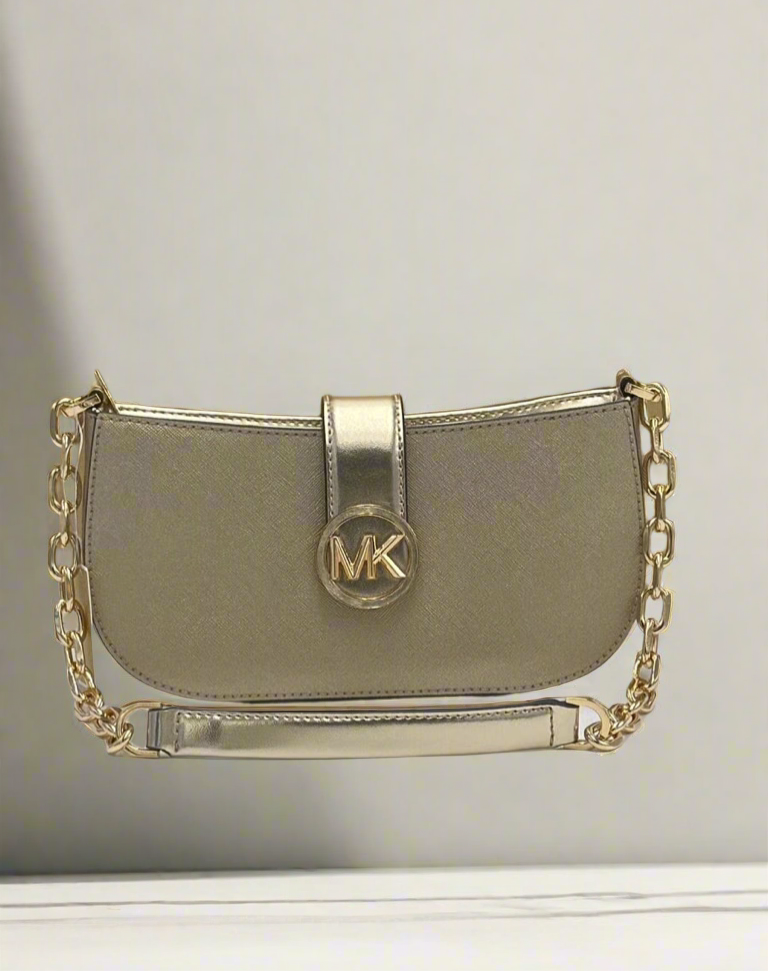 MICHAEL KORS CARMEN POUCHETTE SHOULDER BAG ONLY - PALE GOLD