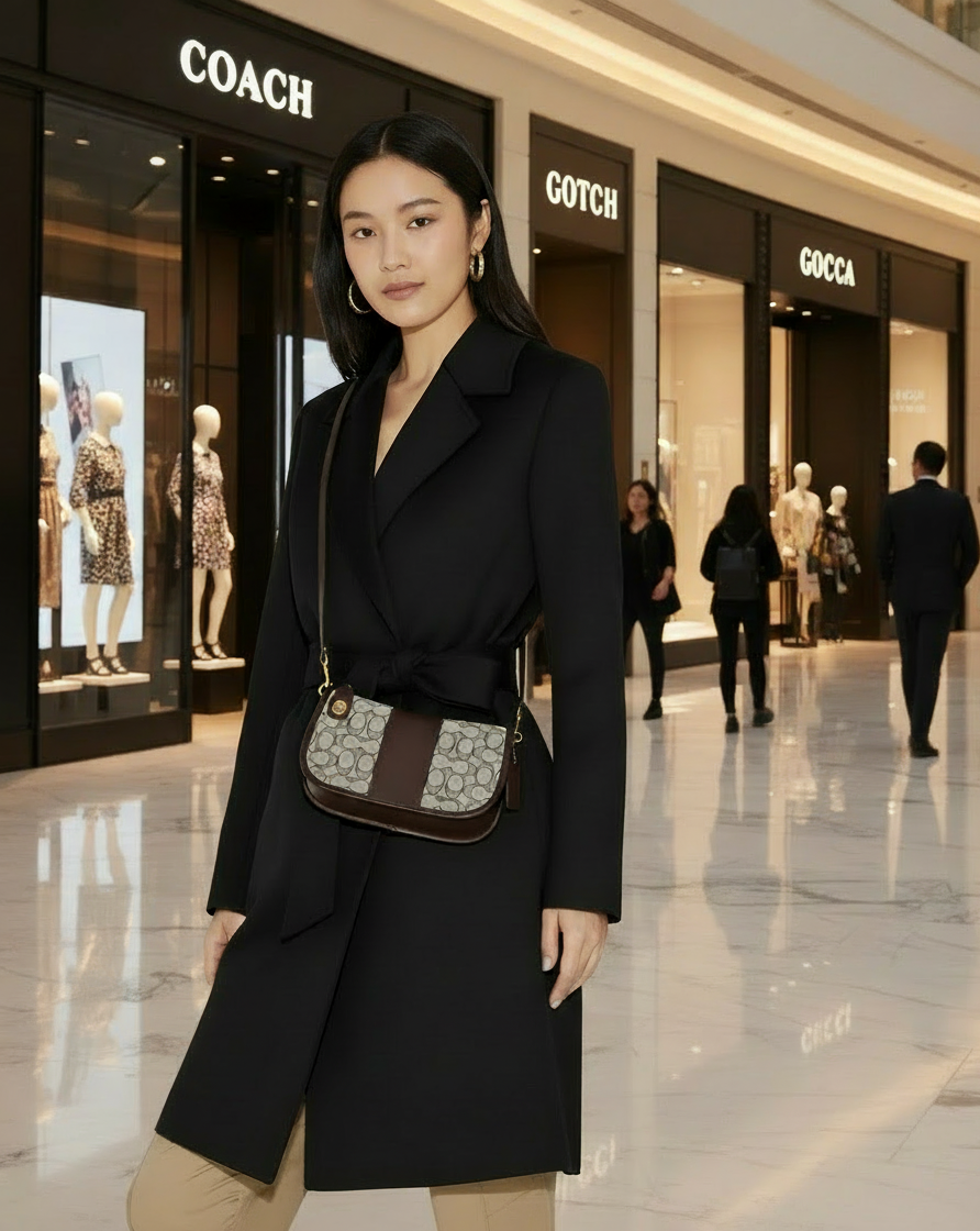 تخفيضات هائلة! ‼️‼️ حقيبة يد من قماش الجاكار من ماركة كوتش - بدون بطاقة السعر