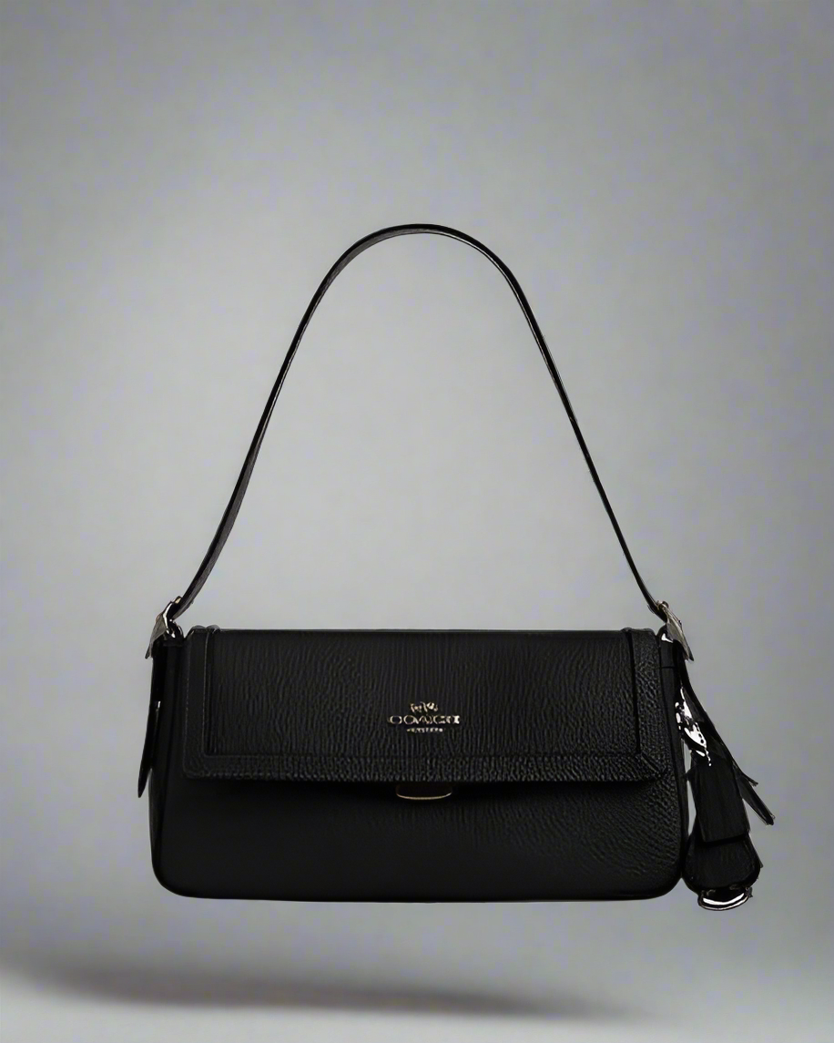COACH ETTA SMALL FLAP SHOULDER BAG/CROSSBODY BAG - BLACK