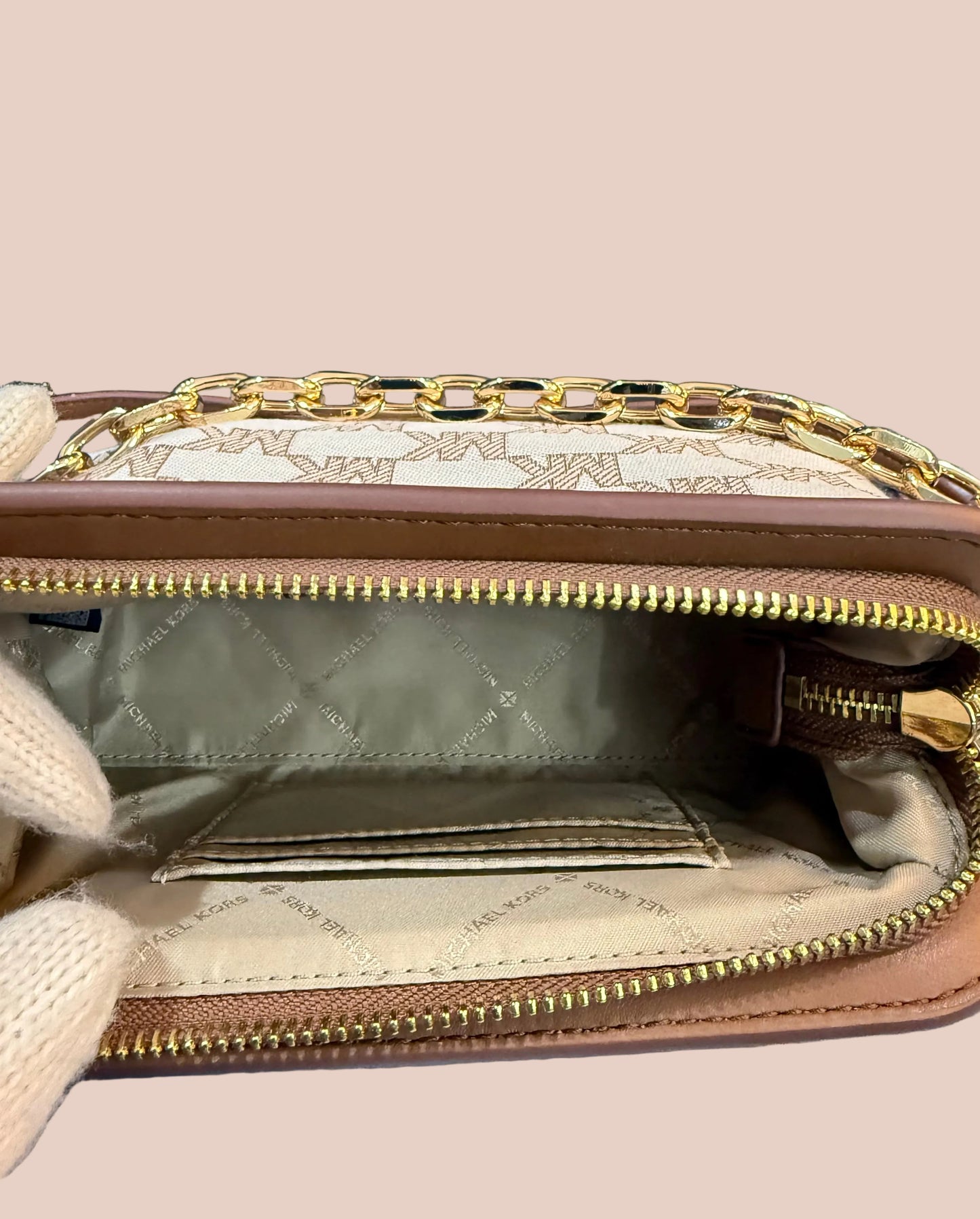 MICHAEL KORS JACQUARD LIVIA CLOUD SMALL CLUTCH/CROSSBODY