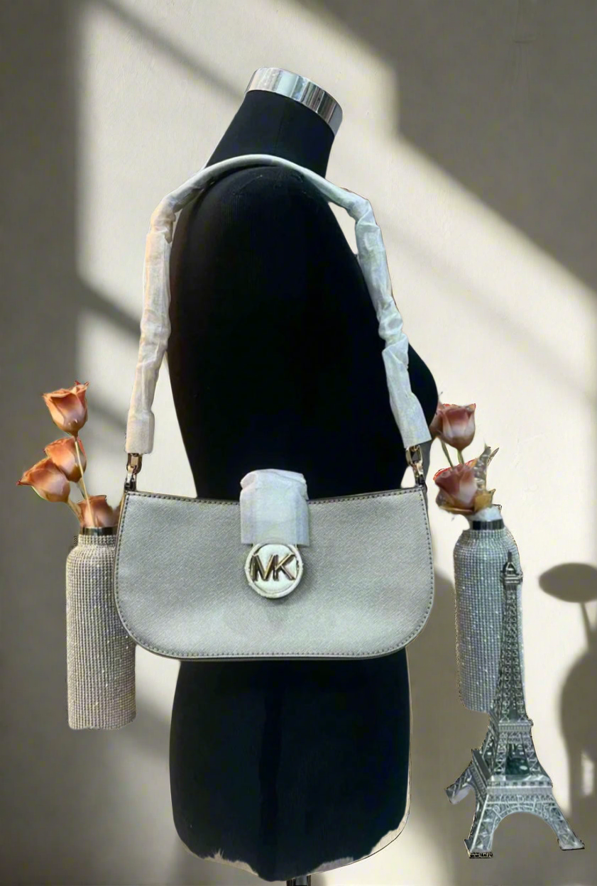 MICHAEL KORS CARMEN POUCHETTE SHOULDER BAG ONLY - PALE GOLD