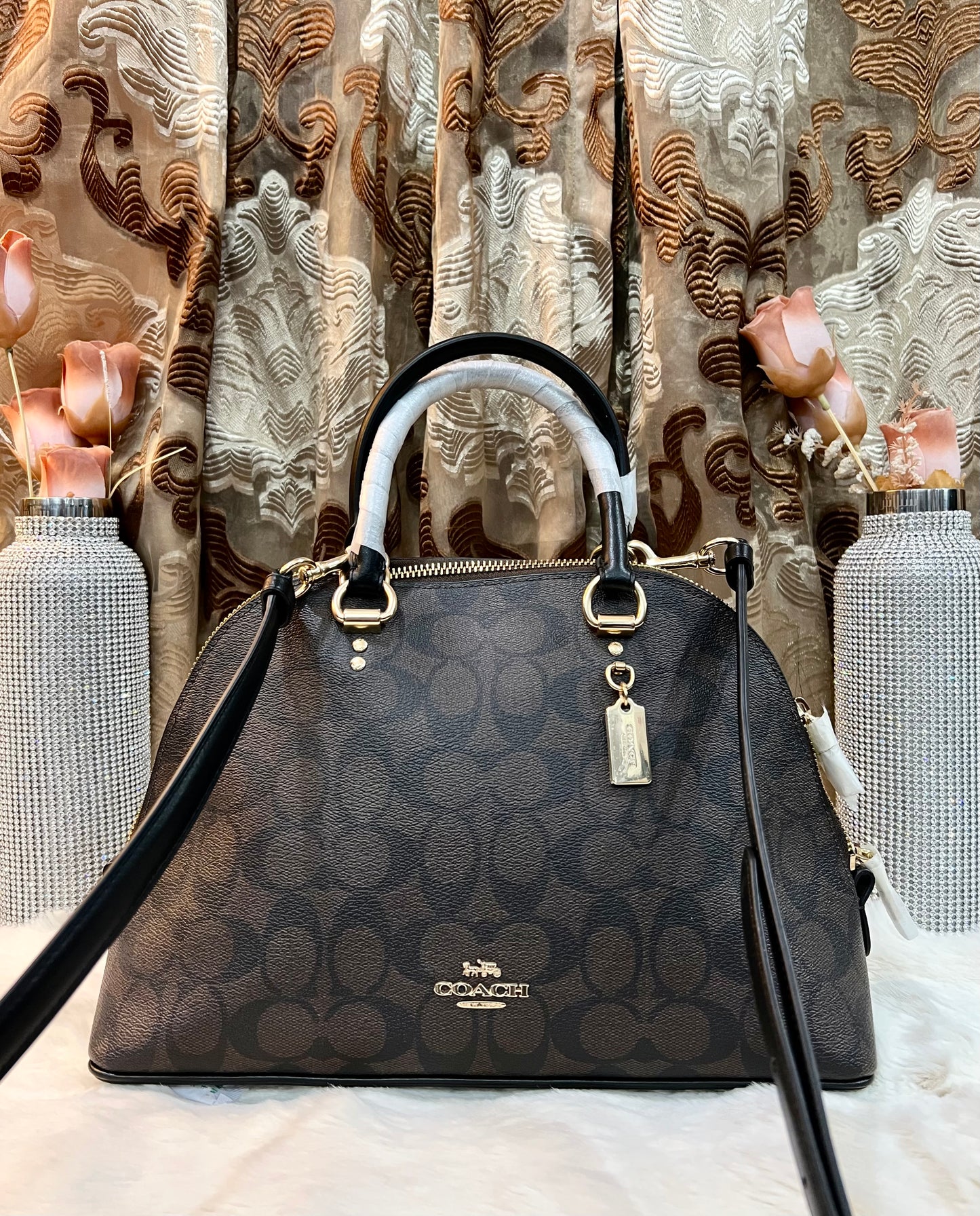 COACH KATY SATCHEL - IN SIGNATURE BROWN & BLACK - MEDIUM