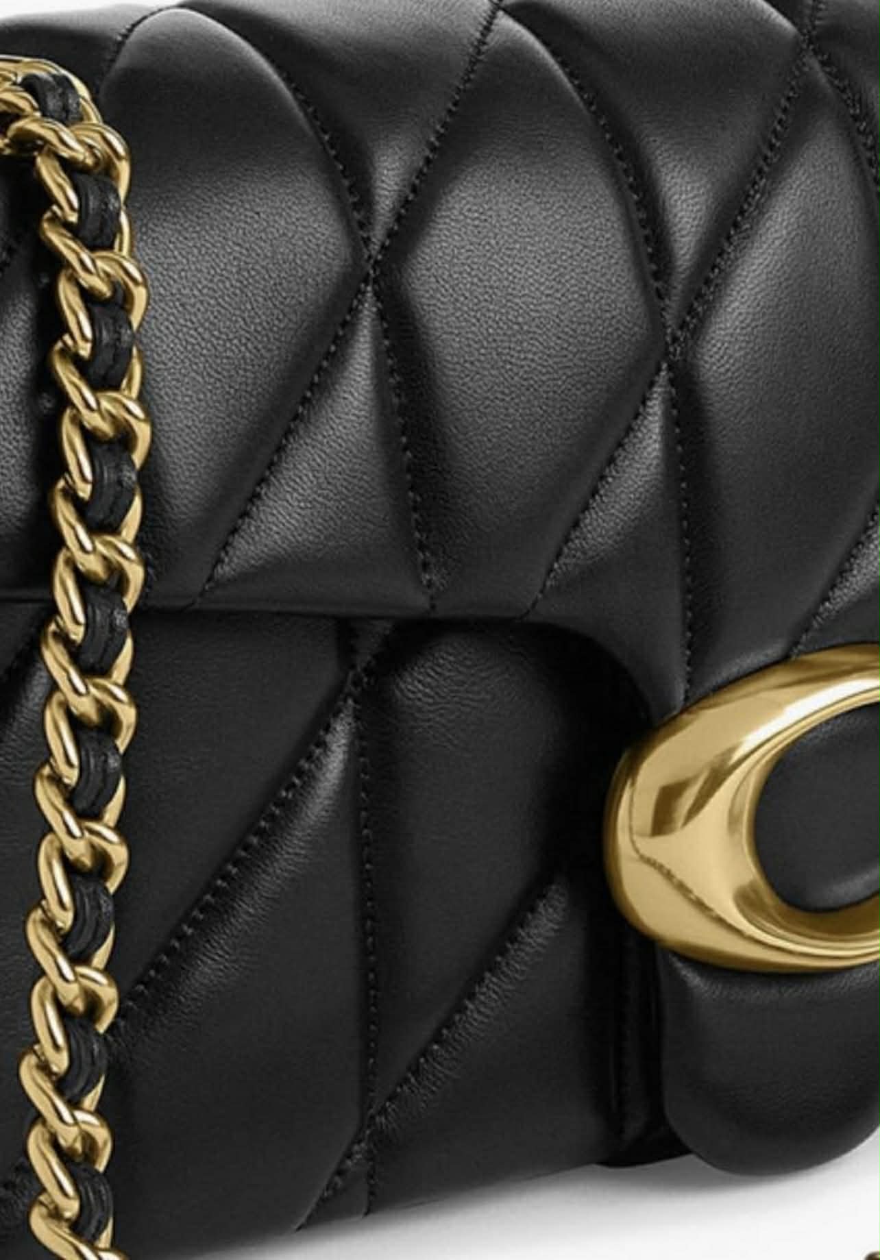 حقيبة كوتش مبطنة بنقشة تابي 20 - أسود - جلد نابا