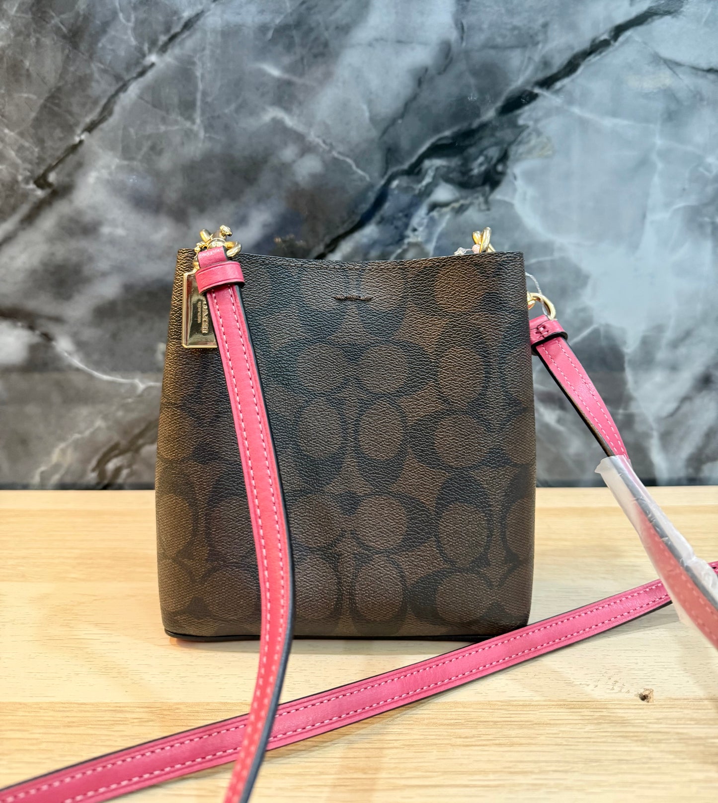COACH MINI TOWN BUCKET - SIGNATURE COATED CANVAS & SMOOTH LEATHER