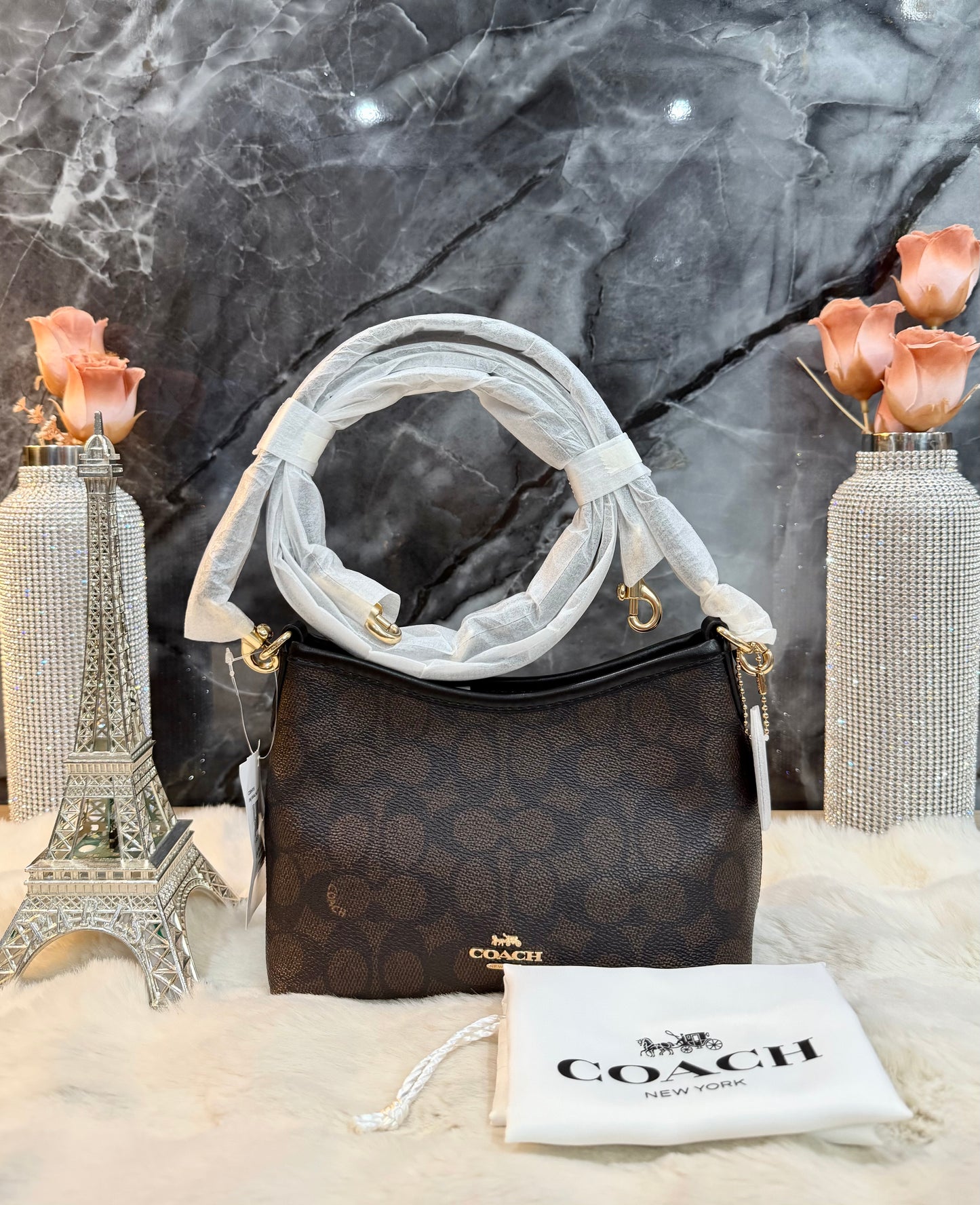 COACH SMALL LAUREL SIGNATURE COATED CANVAS