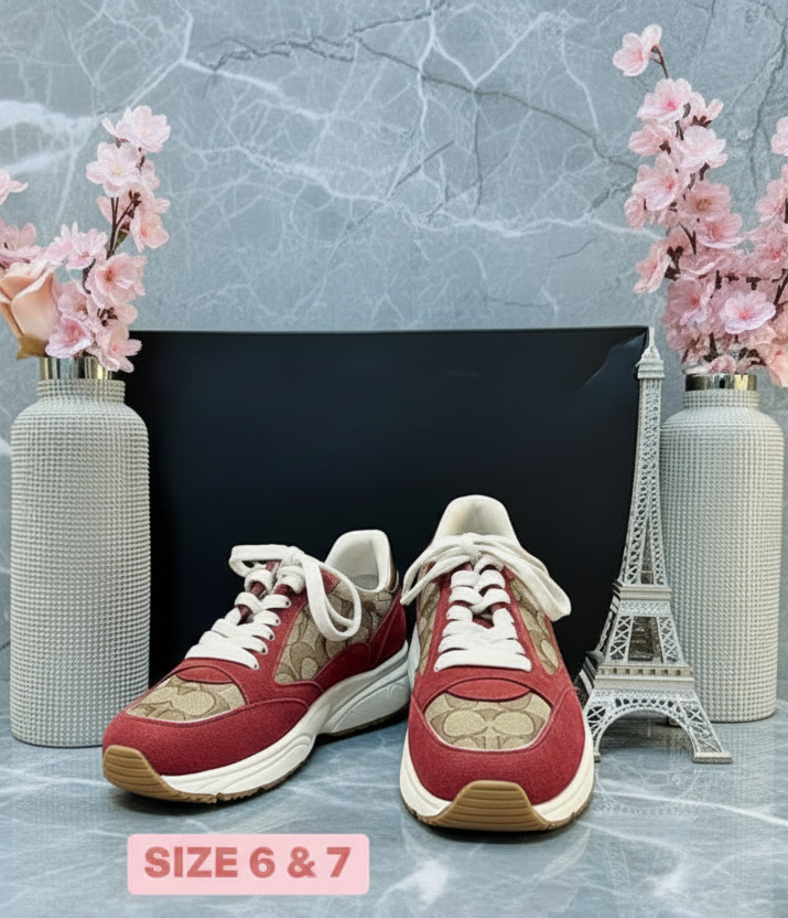 COACH JACQUARD SNEAKERS - SIG BROWN/RED