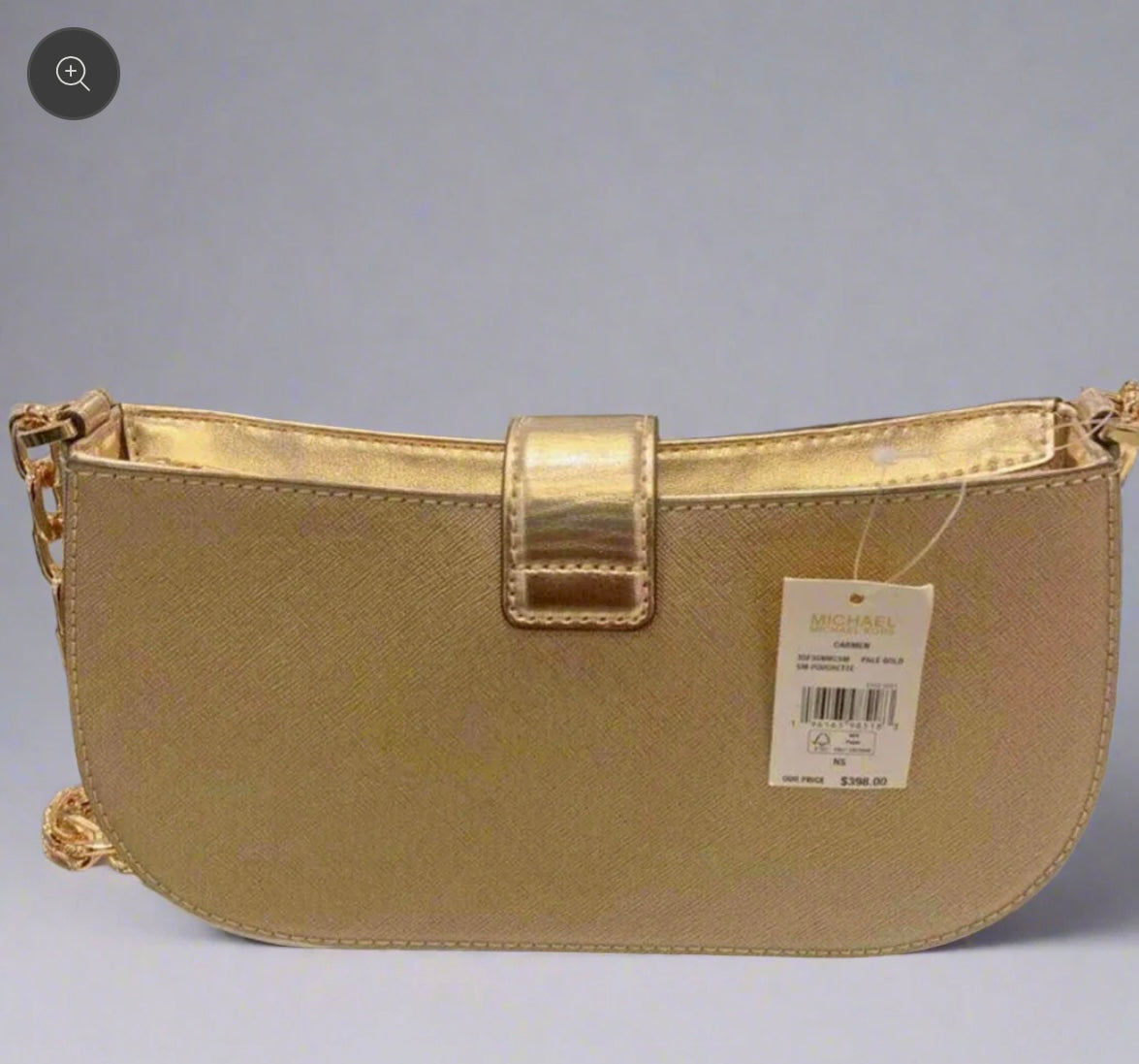 MICHAEL KORS CARMEN POUCHETTE SHOULDER BAG ONLY - PALE GOLD