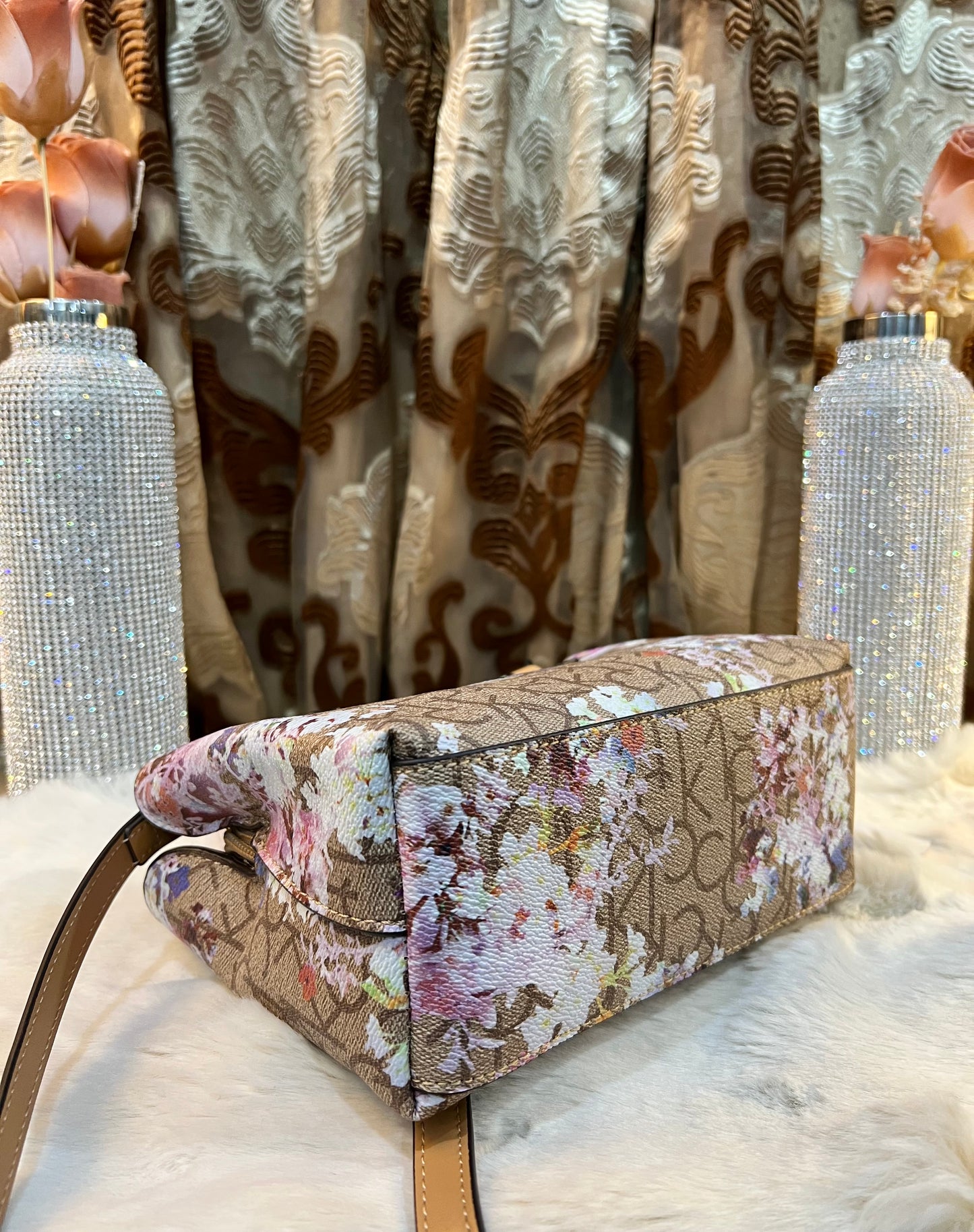 CALVIN KLEIN MINI SATCHEL LOGO FLORAL