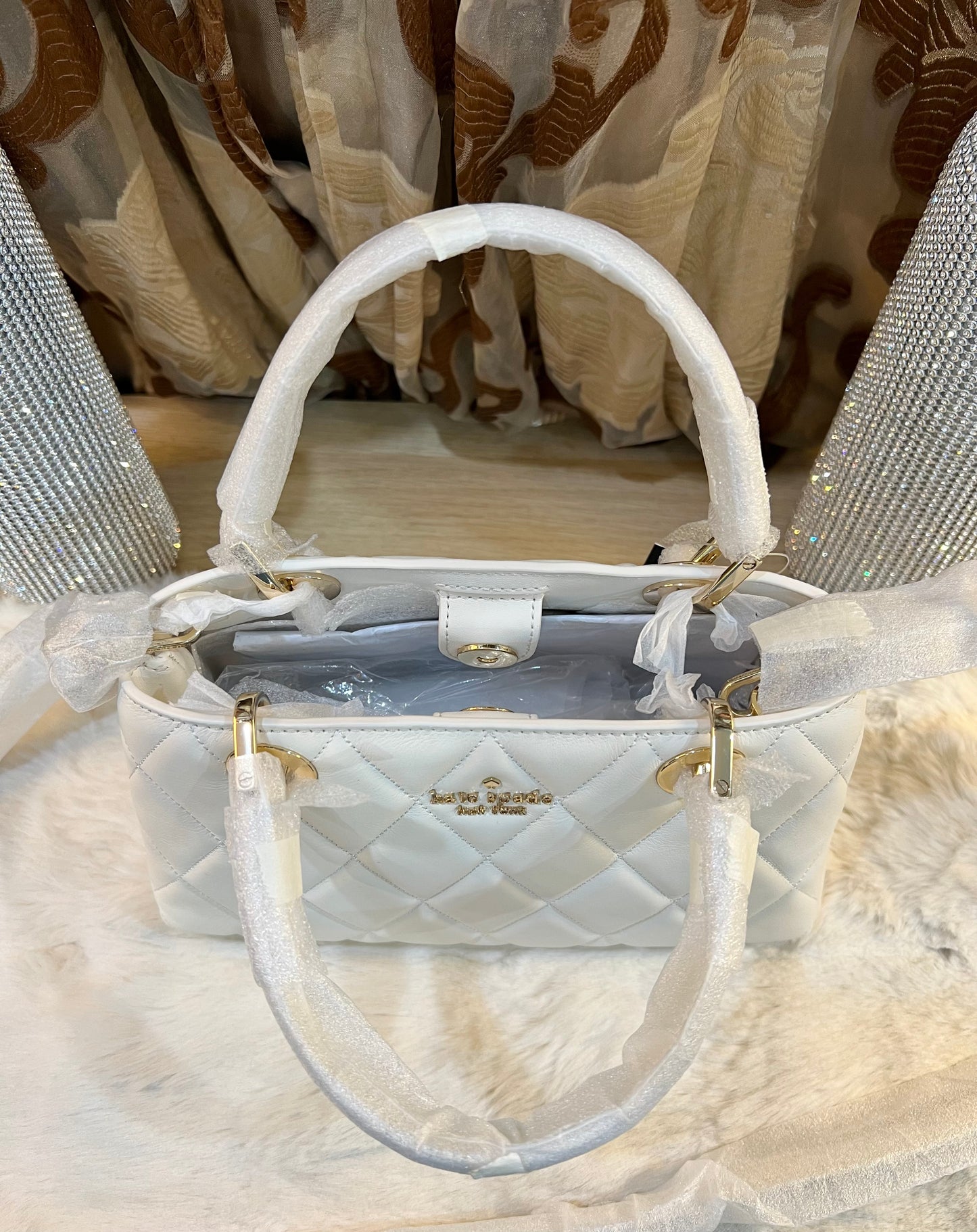 Kate Spade Carey Quilted Satchel Small - White