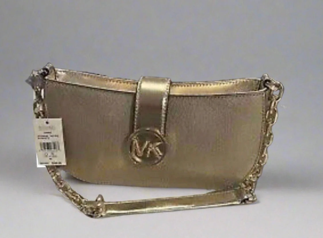 MICHAEL KORS CARMEN POUCHETTE SHOULDER BAG ONLY - PALE GOLD